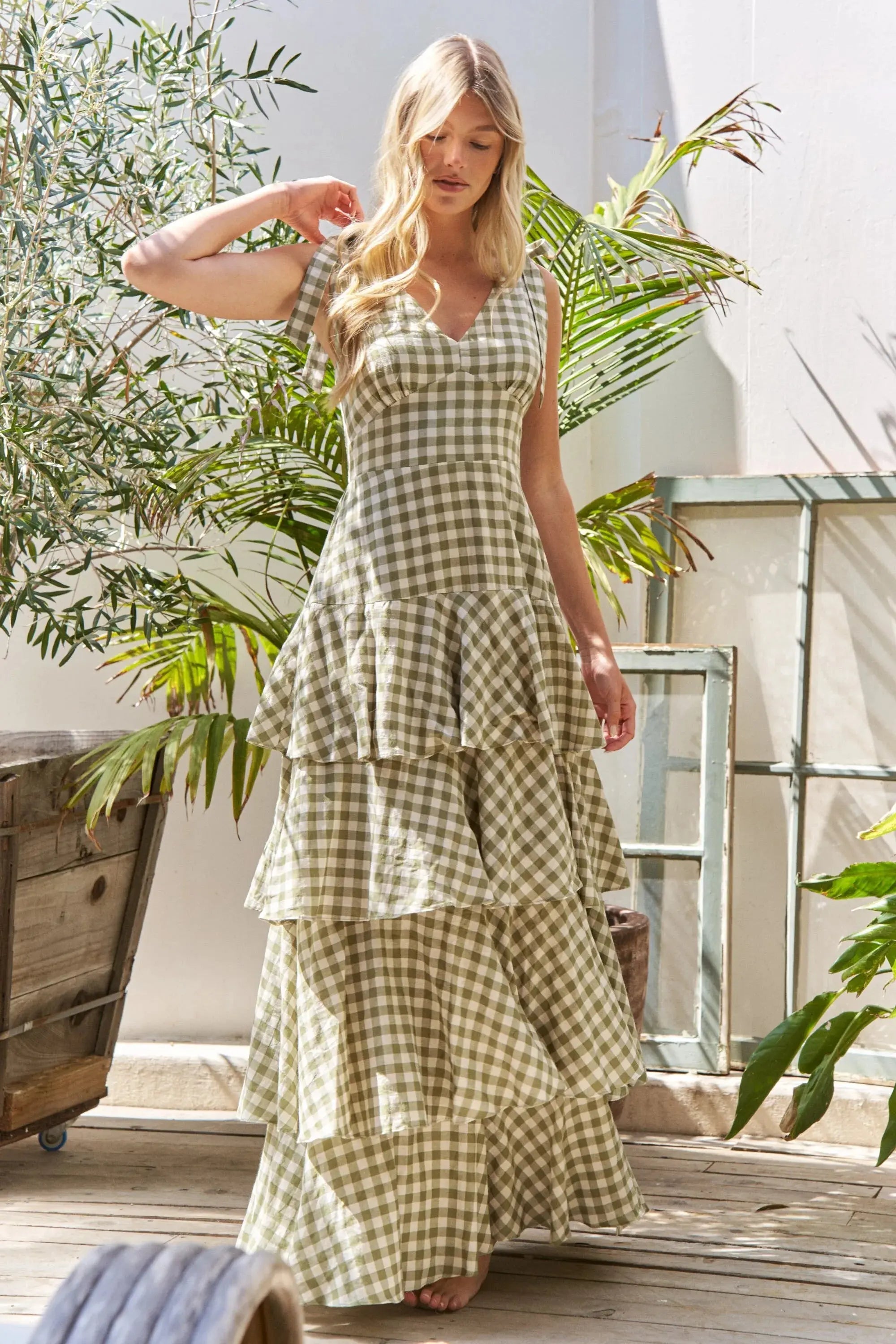 Jade By Jane Gingham Tiered Maxi Dress | Be Bliss Boutique