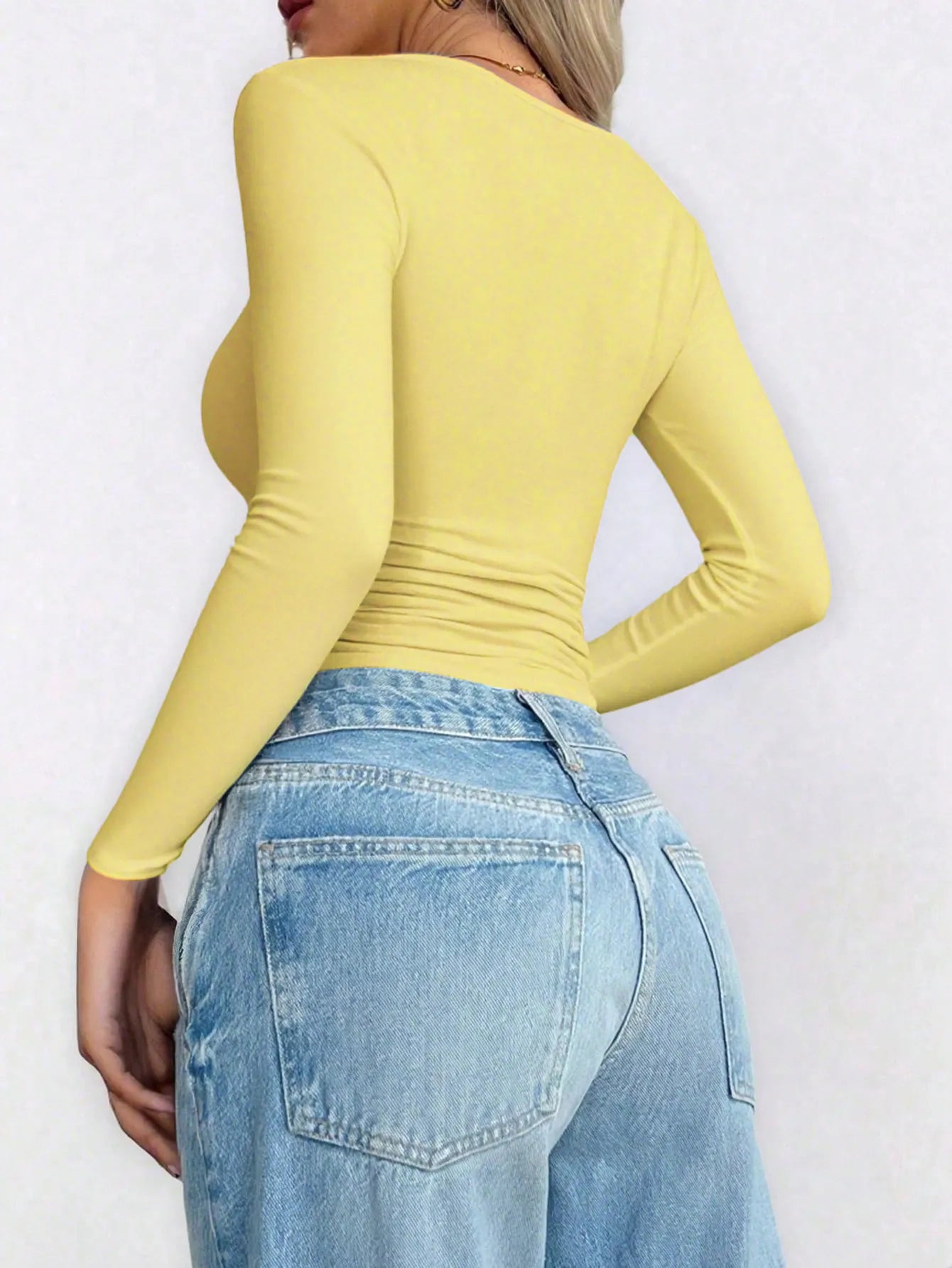 Scoop Neck Long Sleeve Fitted T-Shirt -  Be Bliss Boutique