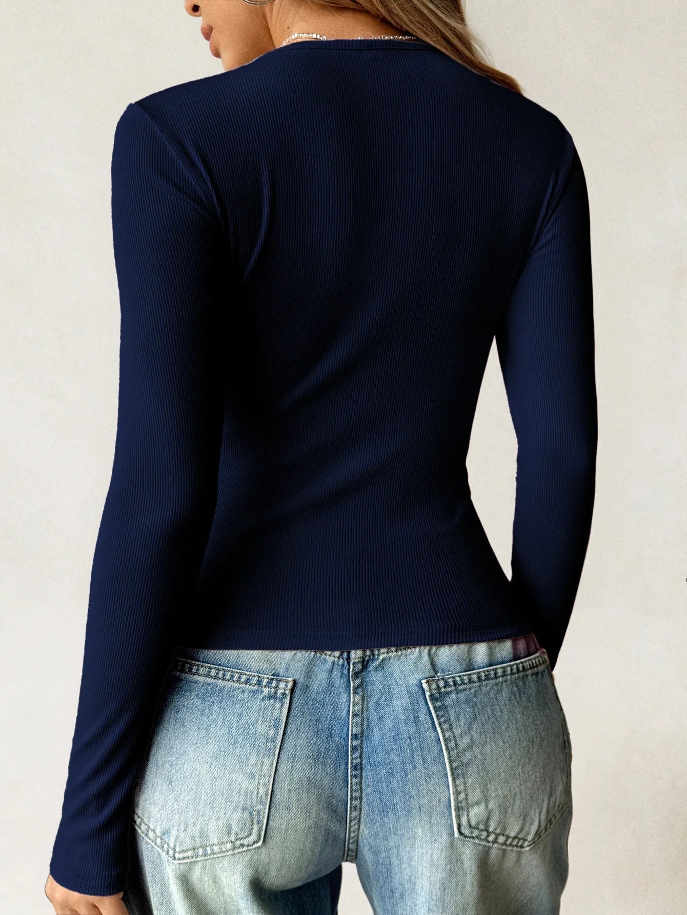 Ribbed Knit Long Sleeve T-Shirt -  Be Bliss Boutique
