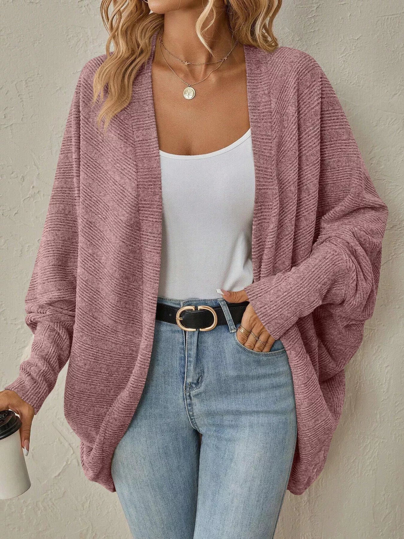 Cozy Oversized Open Front Knit Cardigan - Be Bliss Boutique