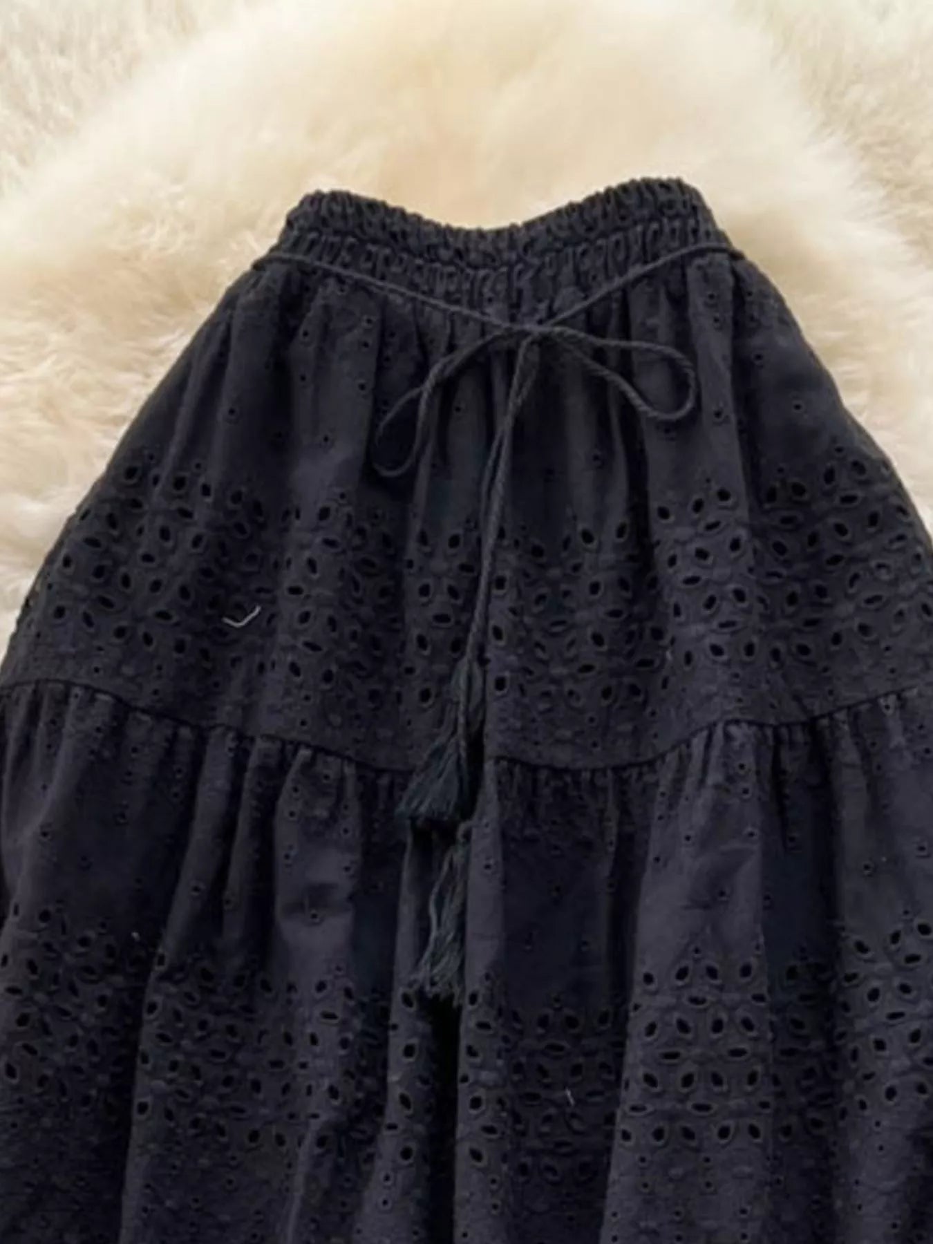 Eyelet Tiered Maxi Skirt - Be Bliss Boutique