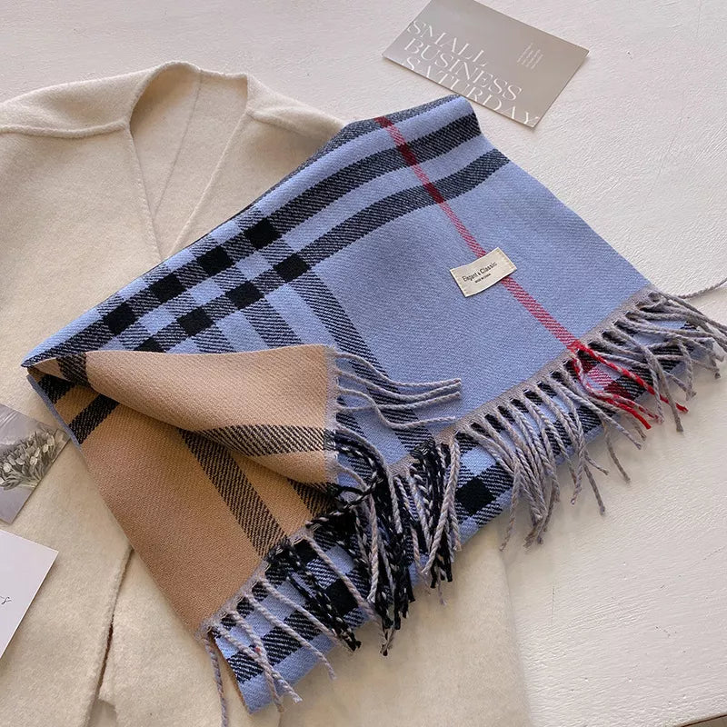 Plaid Fringe Winter Womens Scarf - Be Bliss Boutique