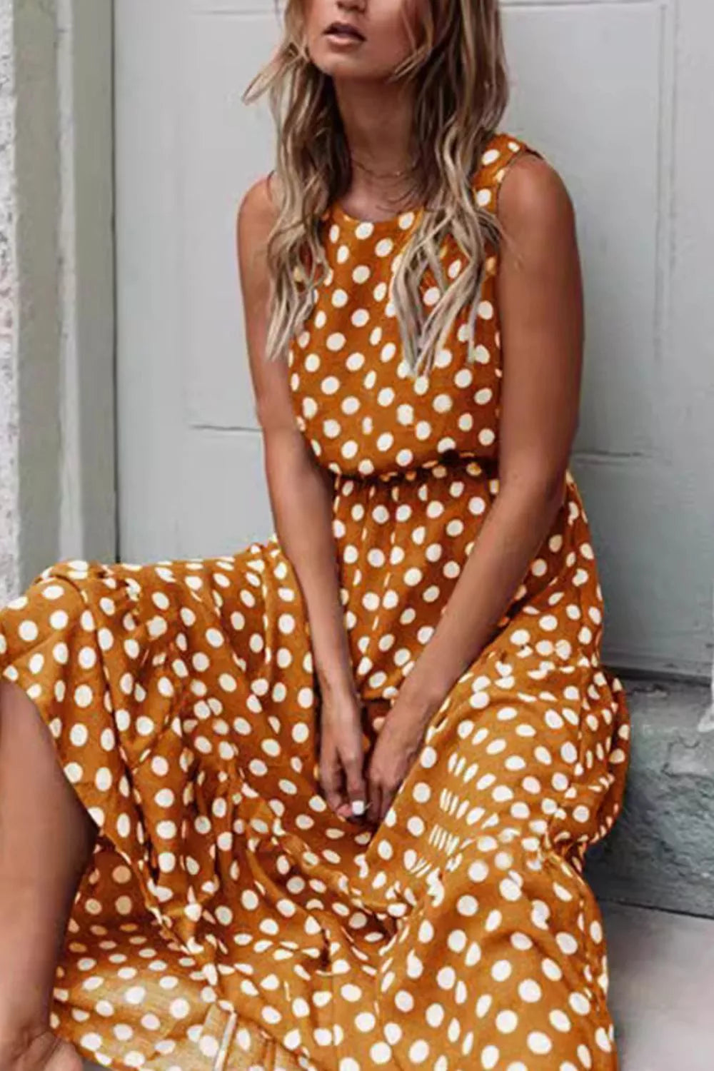 Polka Dot Sleeveless Casual Dress - Be Bliss Boutique