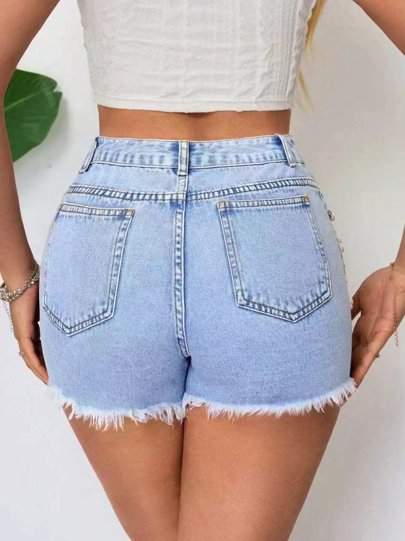 Distressed Raw Hem Denim Shorts - Be Bliss Boutique