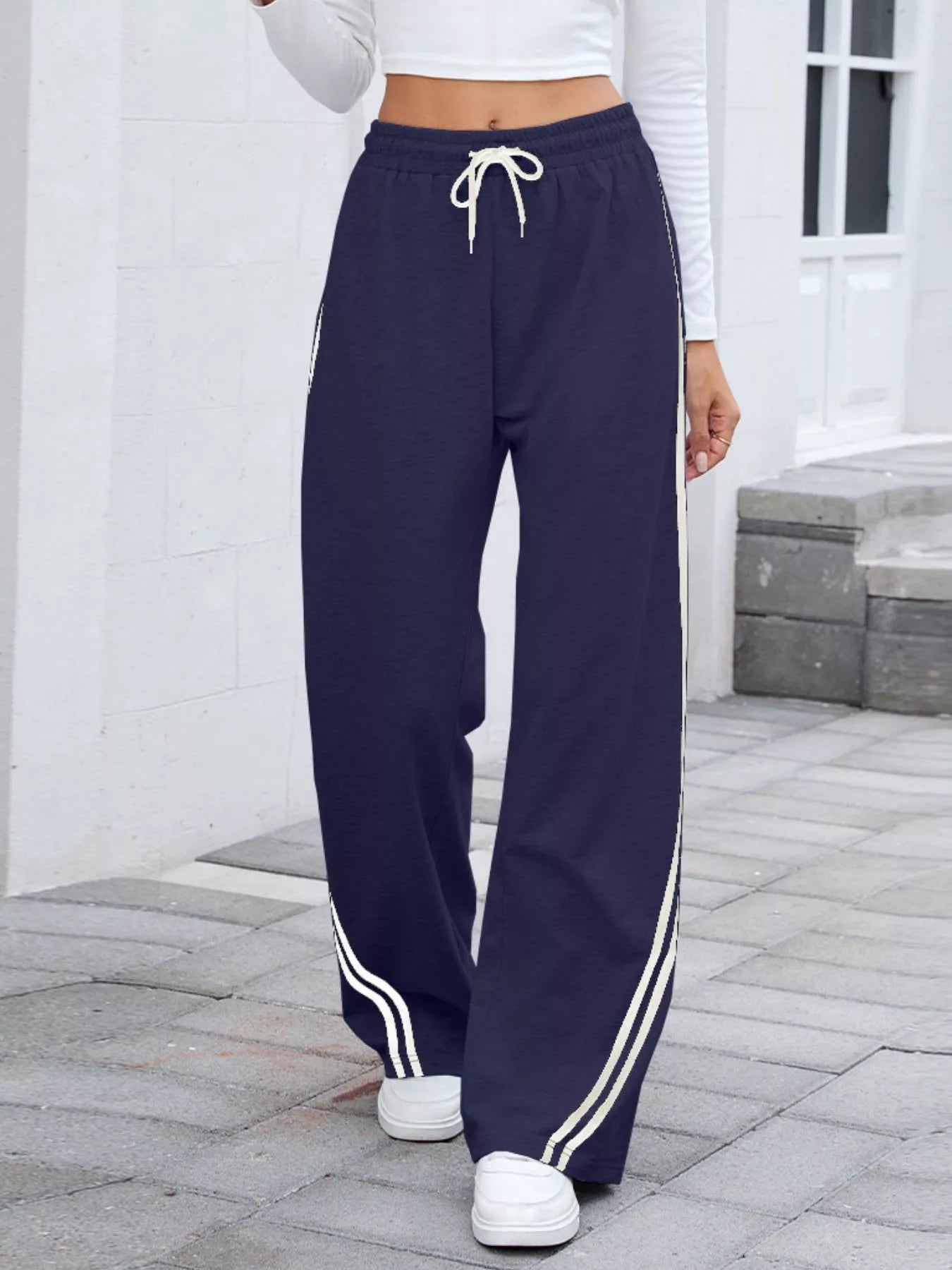 Side Striped Wide Leg Pants - Be Bliss Boutique