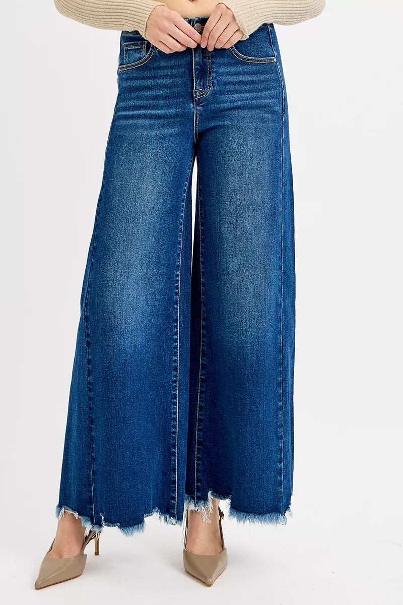 RISEN Jeans - Full Size High Rise Ankle Wide Jeans - Be Bliss Boutique