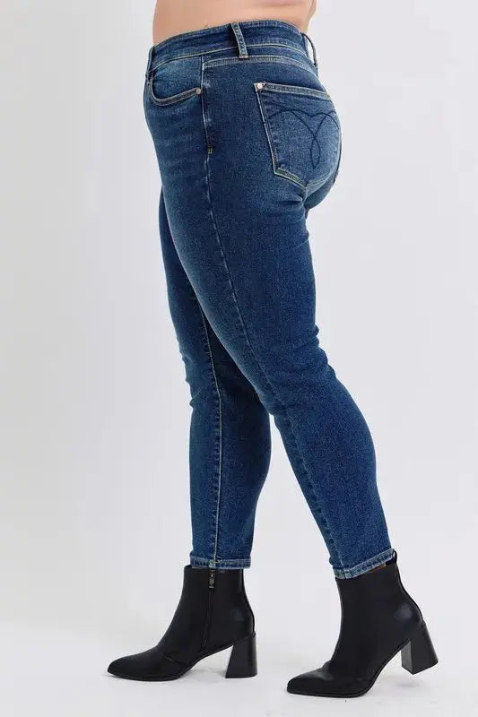 Judy Blue Full/Plus Size Run Mid-Rise Waist Skinny Jeans with Thermal Lining |  Be Bliss Boutique