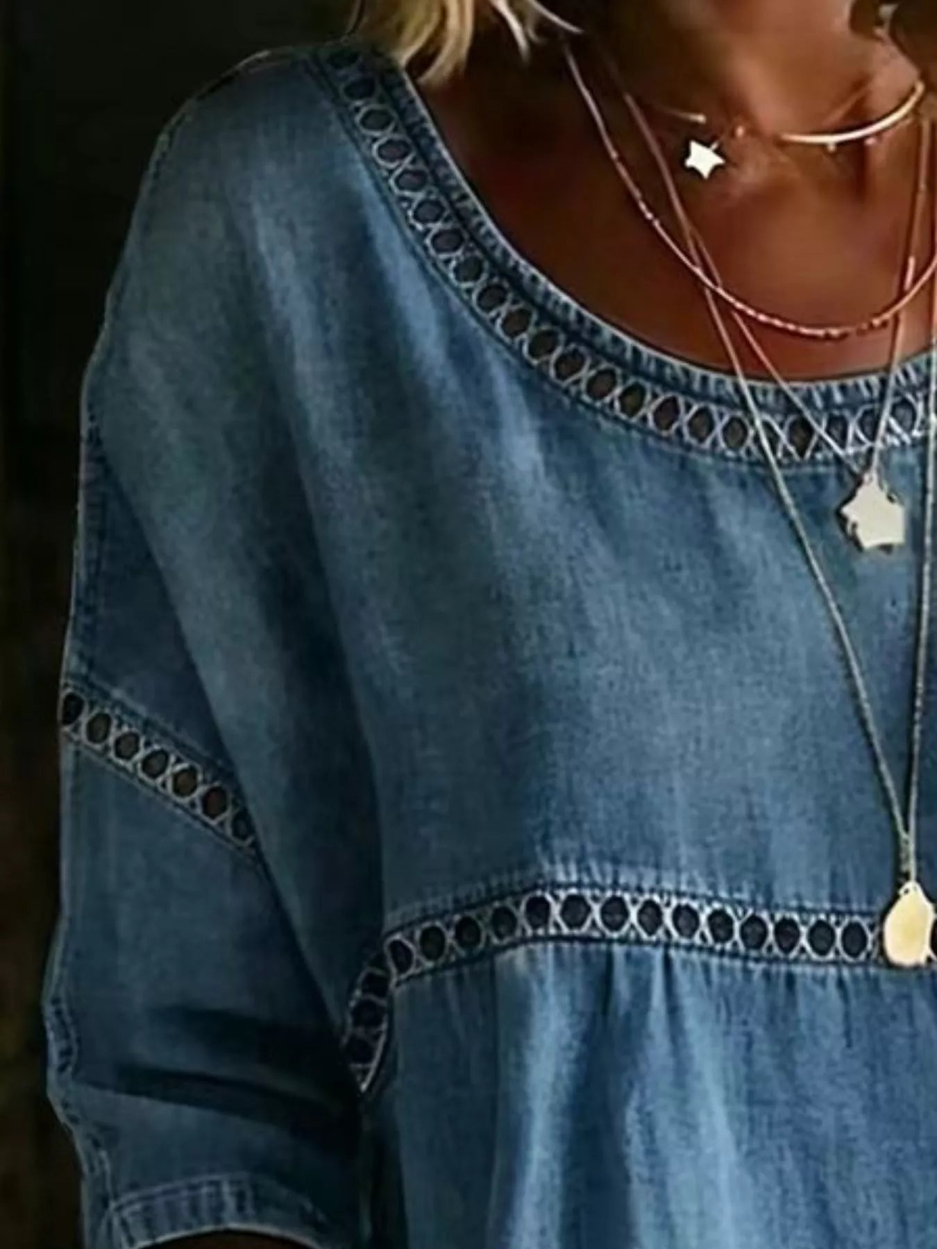 Full Size Hollow Out Round Neck Top - Be Bliss Boutique