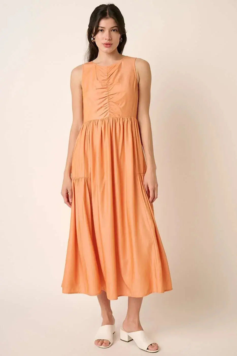 Mittoshop Ruched Sleeveless Midi Dress |  Be Bliss Boutique