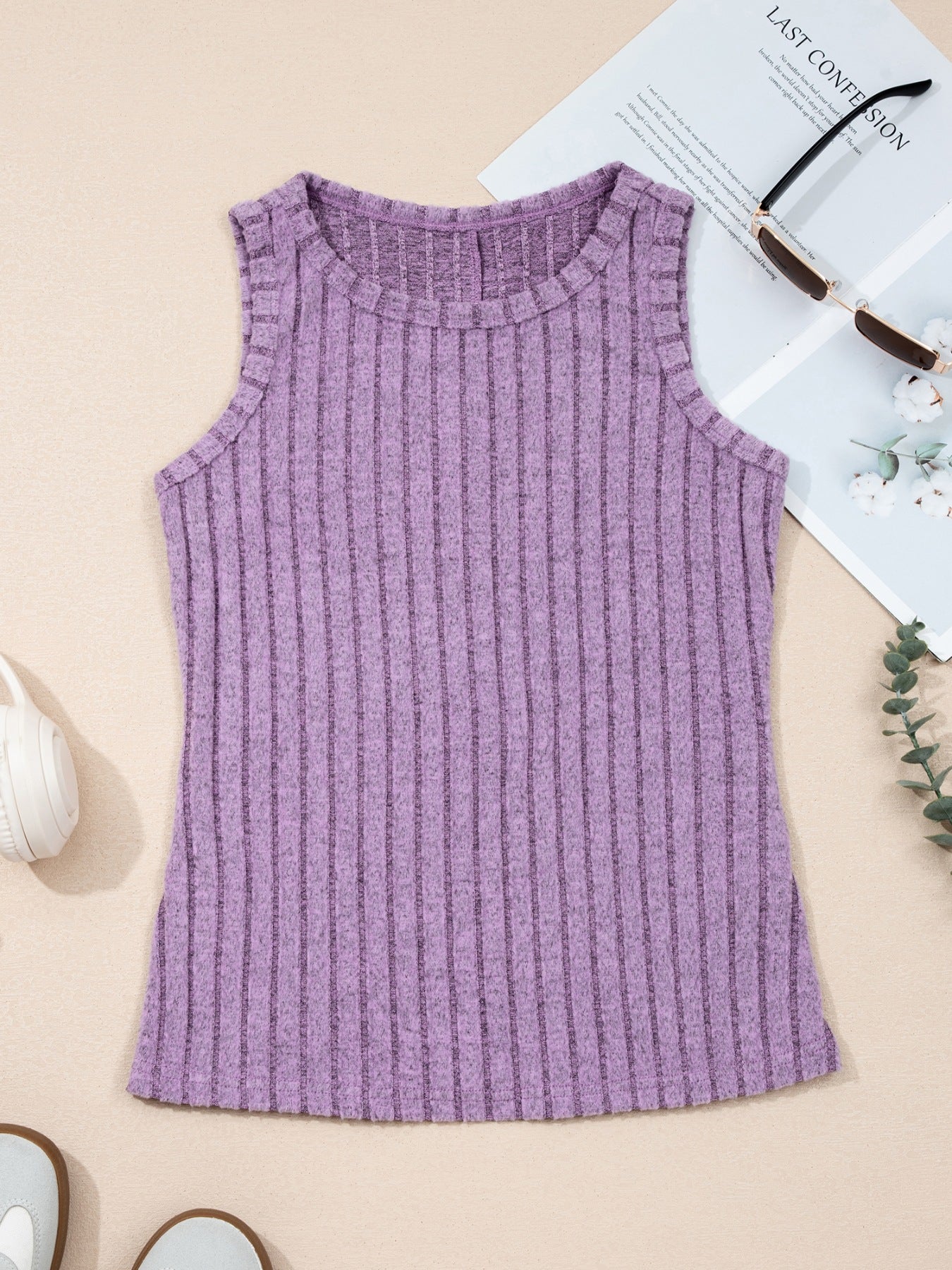 Slim Mineral Wash Ribbed Tank Top - Be Bliss Boutique