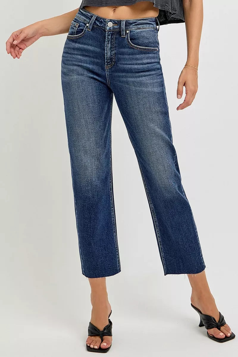 RISEN High Rise Slim Barrel Jeans - Be Bliss Boutique