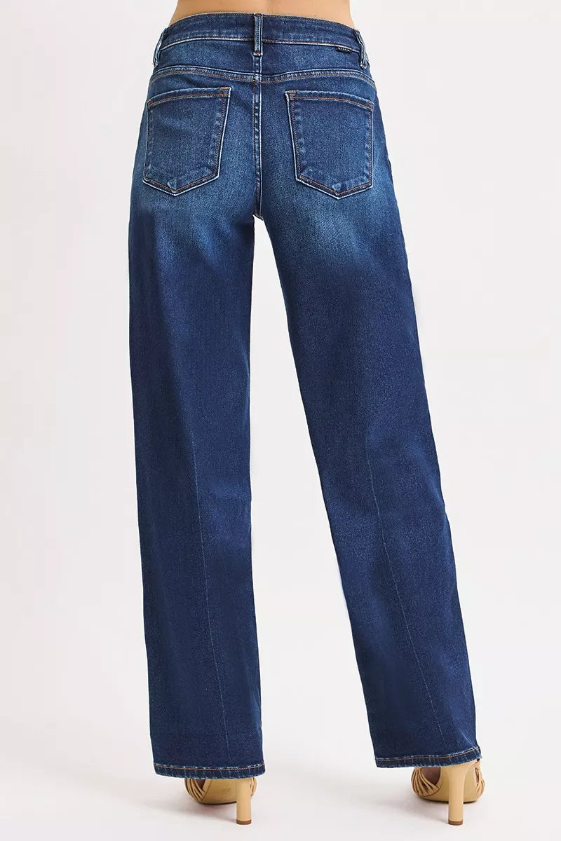 RISEN Mid Rise Wide Baggy Jeans - Be Bliss Boutique