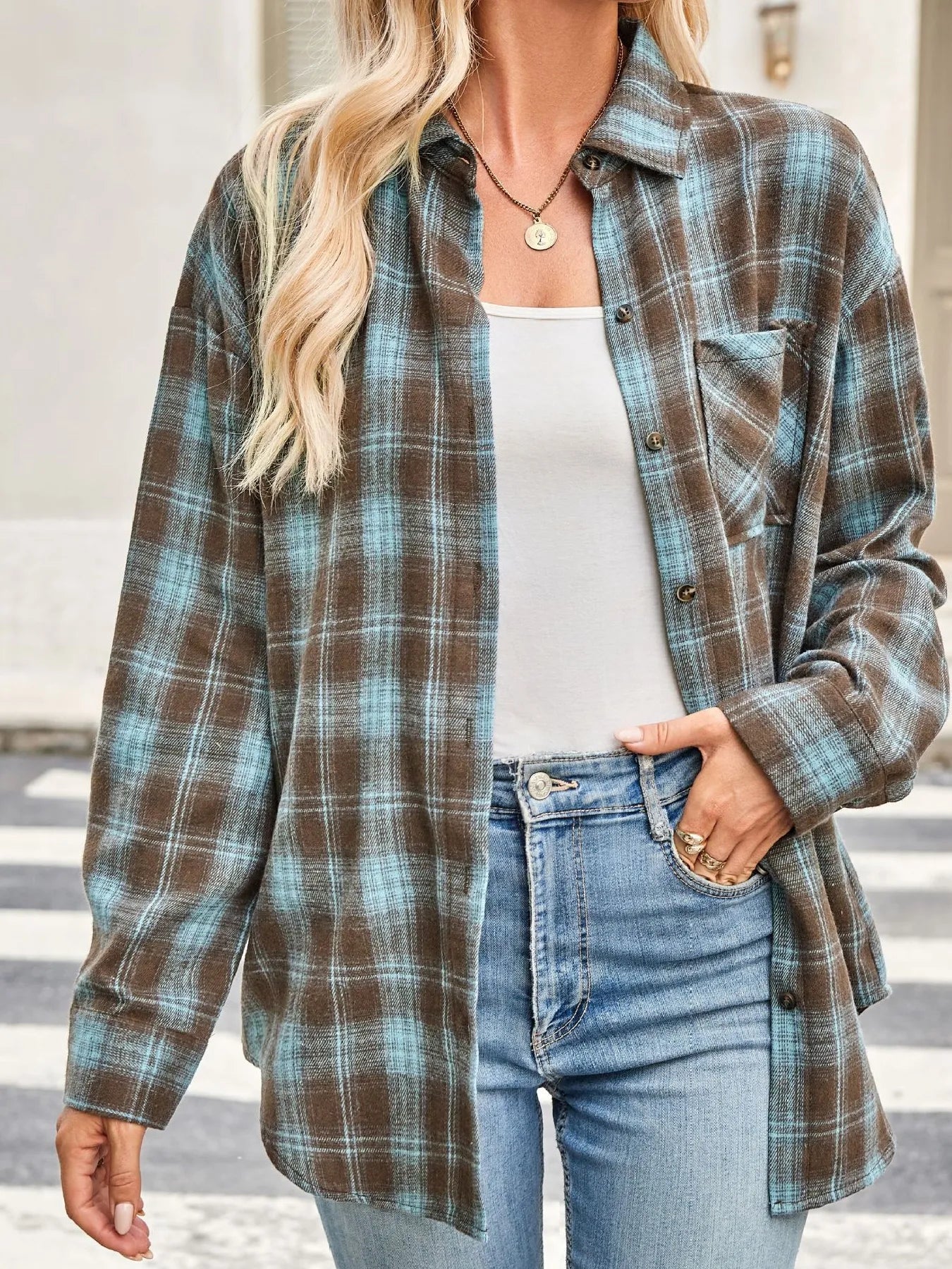 Plaid Button Up Long Sleeve Shirt -  Be Bliss Boutique