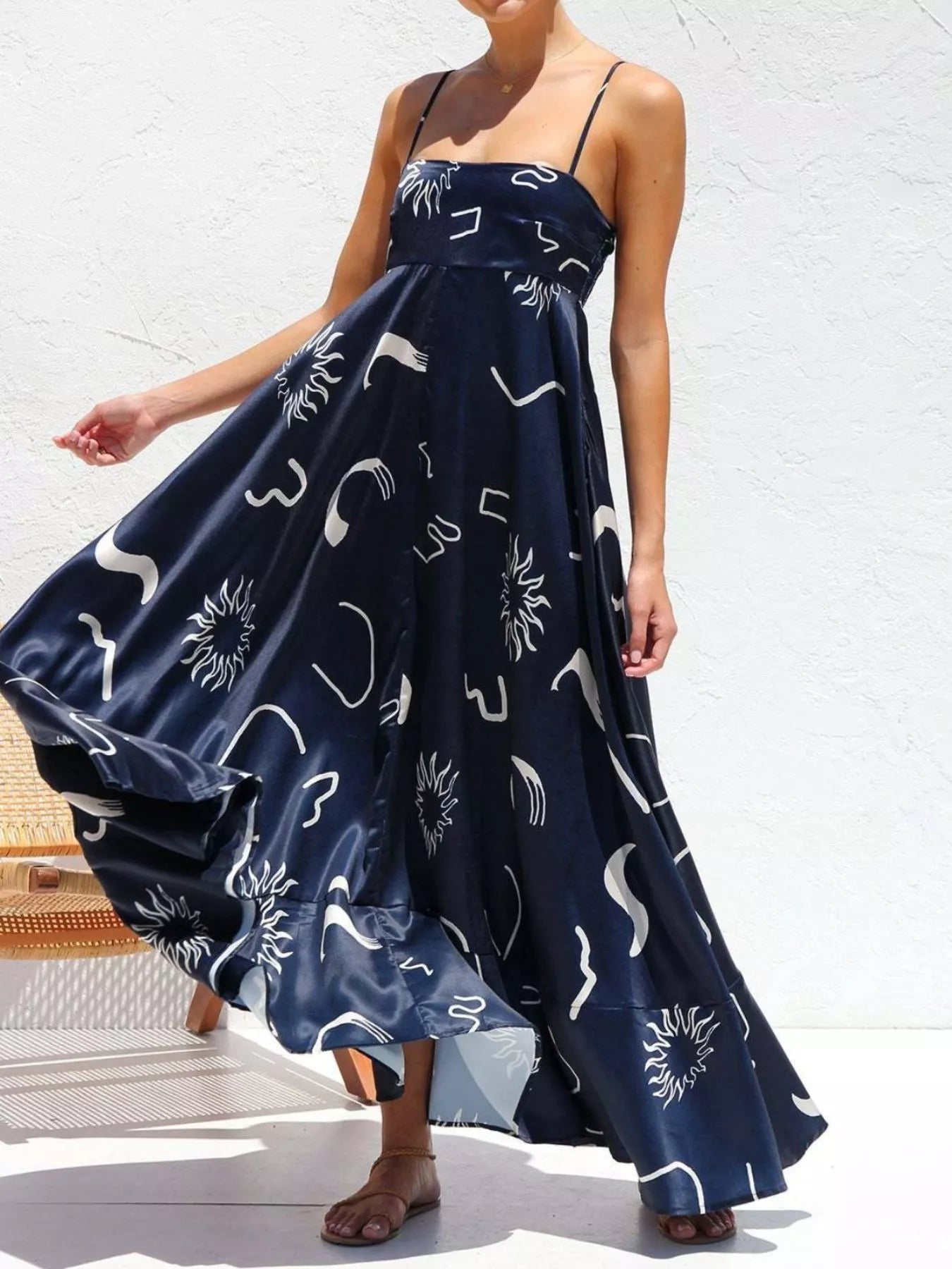 Printed Spaghetti Strap Maxi Dress - Be Bliss Boutique
