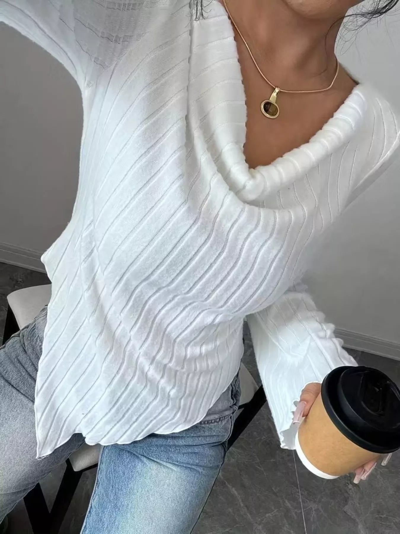 Cowl Neck Ribbed Knit Top - Be Bliss Boutique
