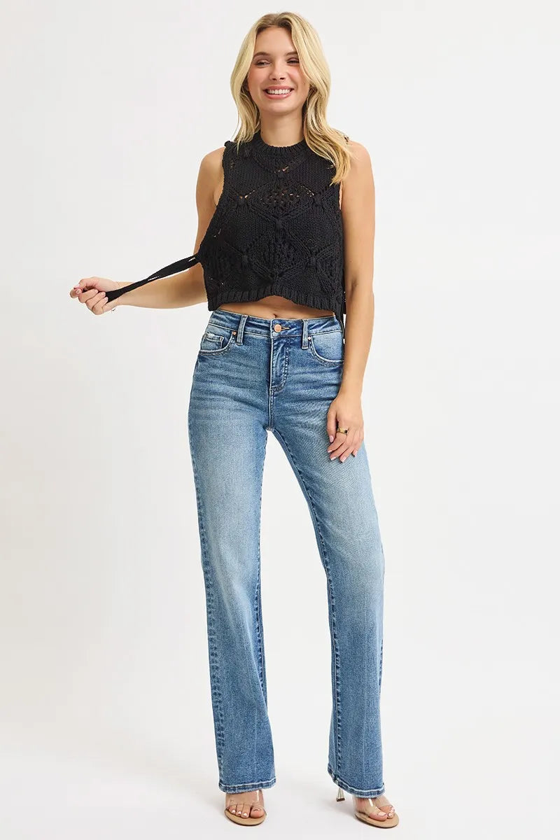 RISEN Full Size Tummy Control High Rise Straight Jeans Plus Size -  Be Bliss Boutique