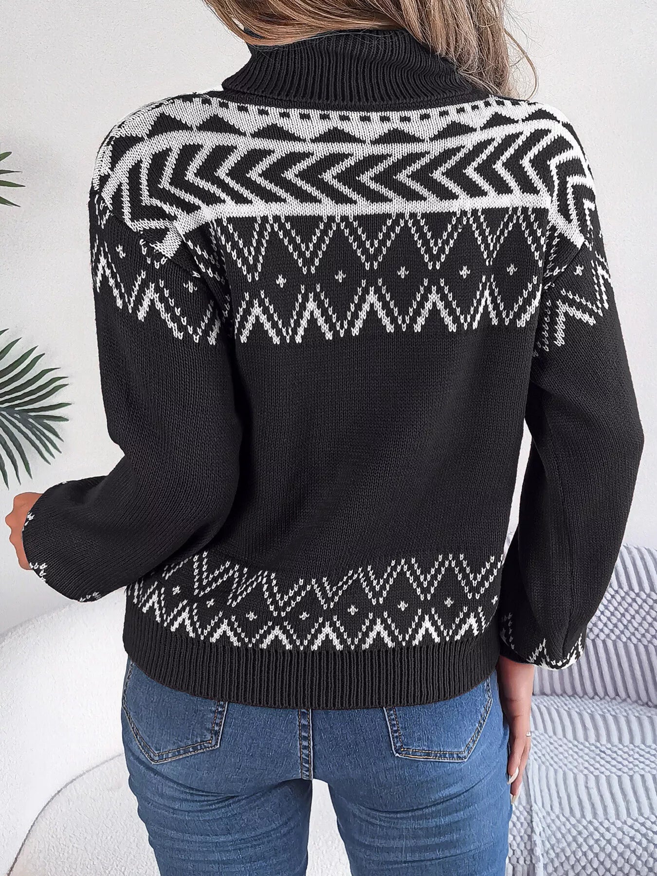 Turtleneck Dropped Shoulder Sweater - Be Bliss Boutique