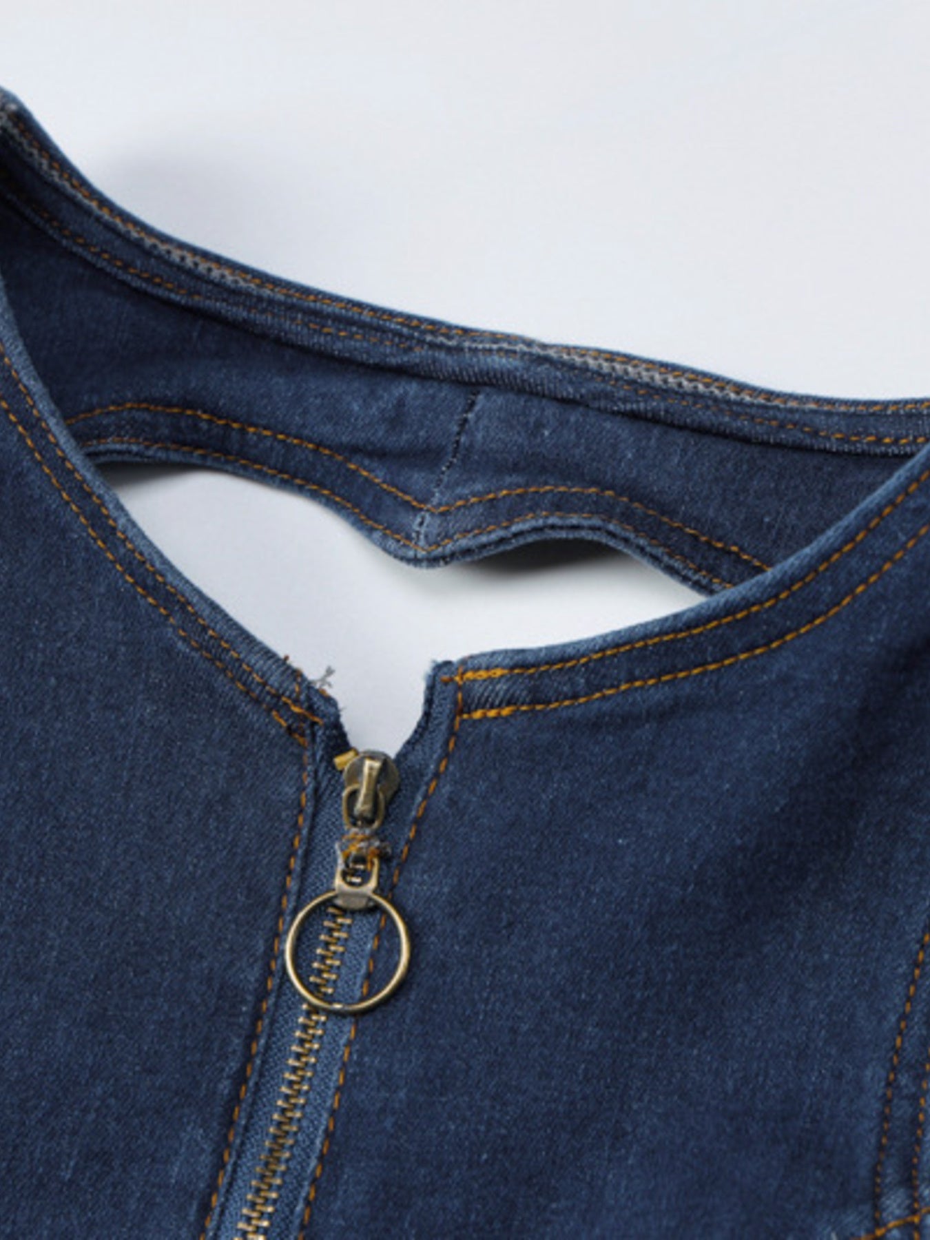 Zip Front Sleeveless Wide Leg Denim Jumpsuit - Be Bliss Boutique