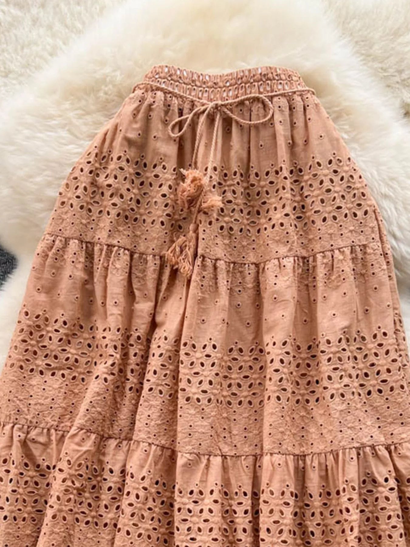 Eyelet Tiered Maxi Skirt - Be Bliss Boutique