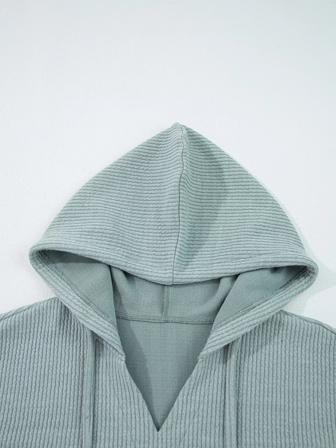 Ribbed Knit Drop Shoulder Hoodie -  Be Bliss Boutique