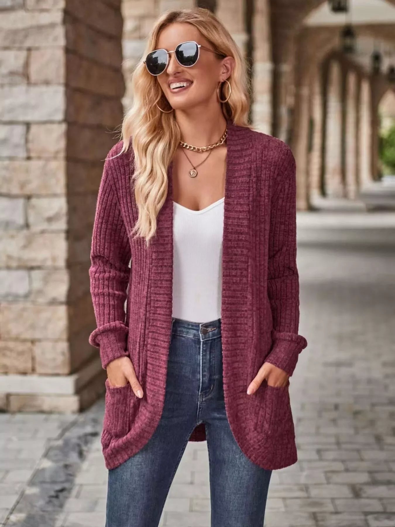 Ribbed Knit Open Front Cardigan -  Be Bliss Boutique