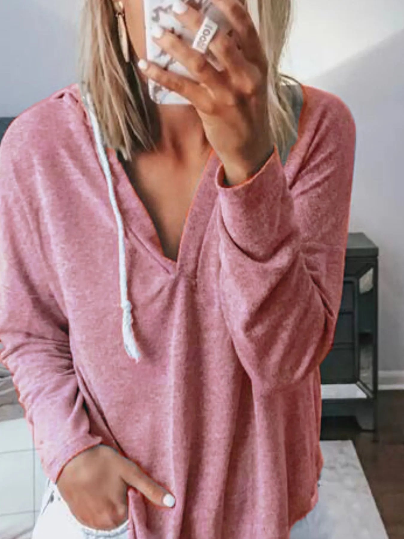 Full Size Drawstring Long Sleeve Hoodie Plus Size - Be Bliss Boutique