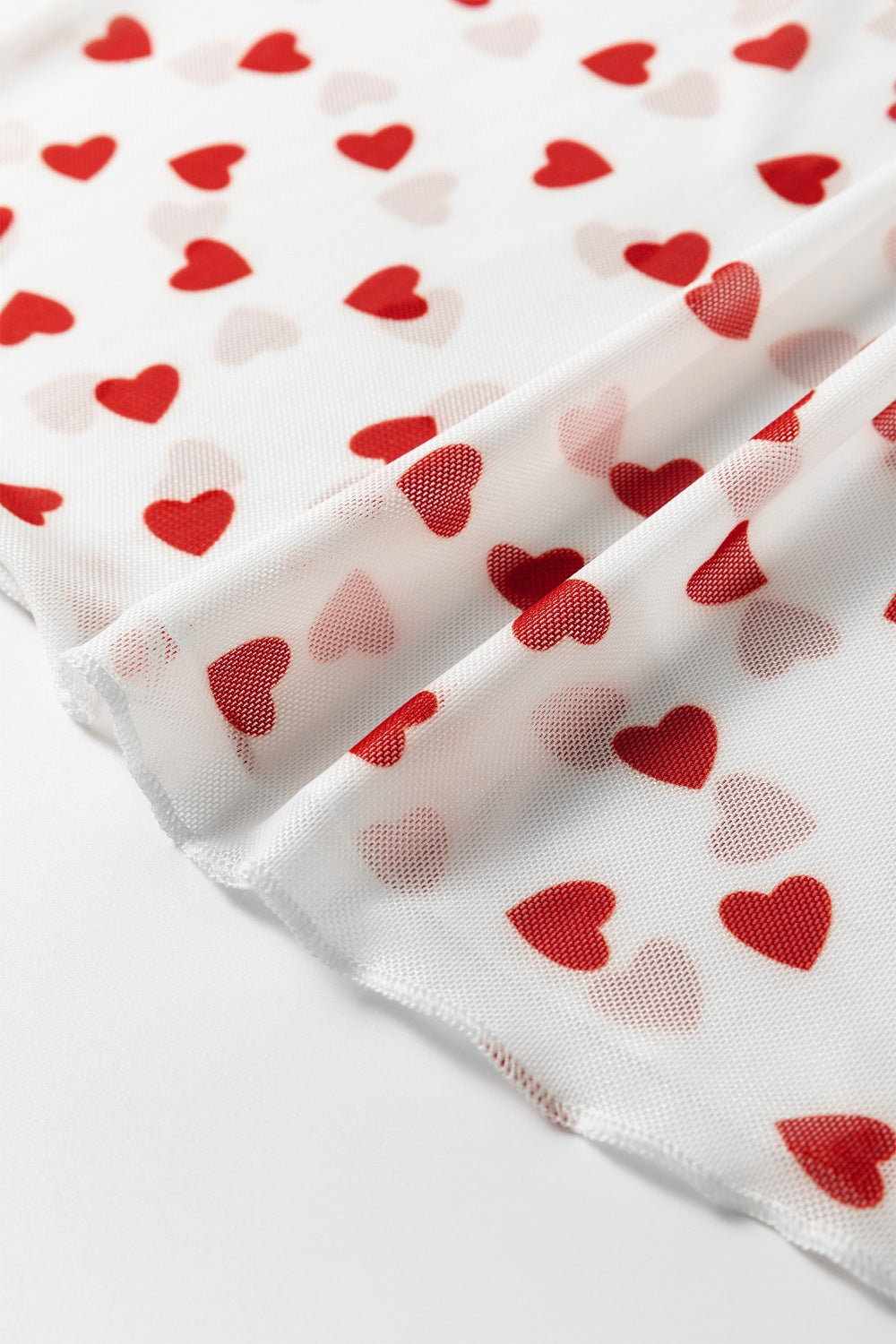 Women's Sheer Heart Print Fitted Mesh Blouse - Be Bliss Boutique