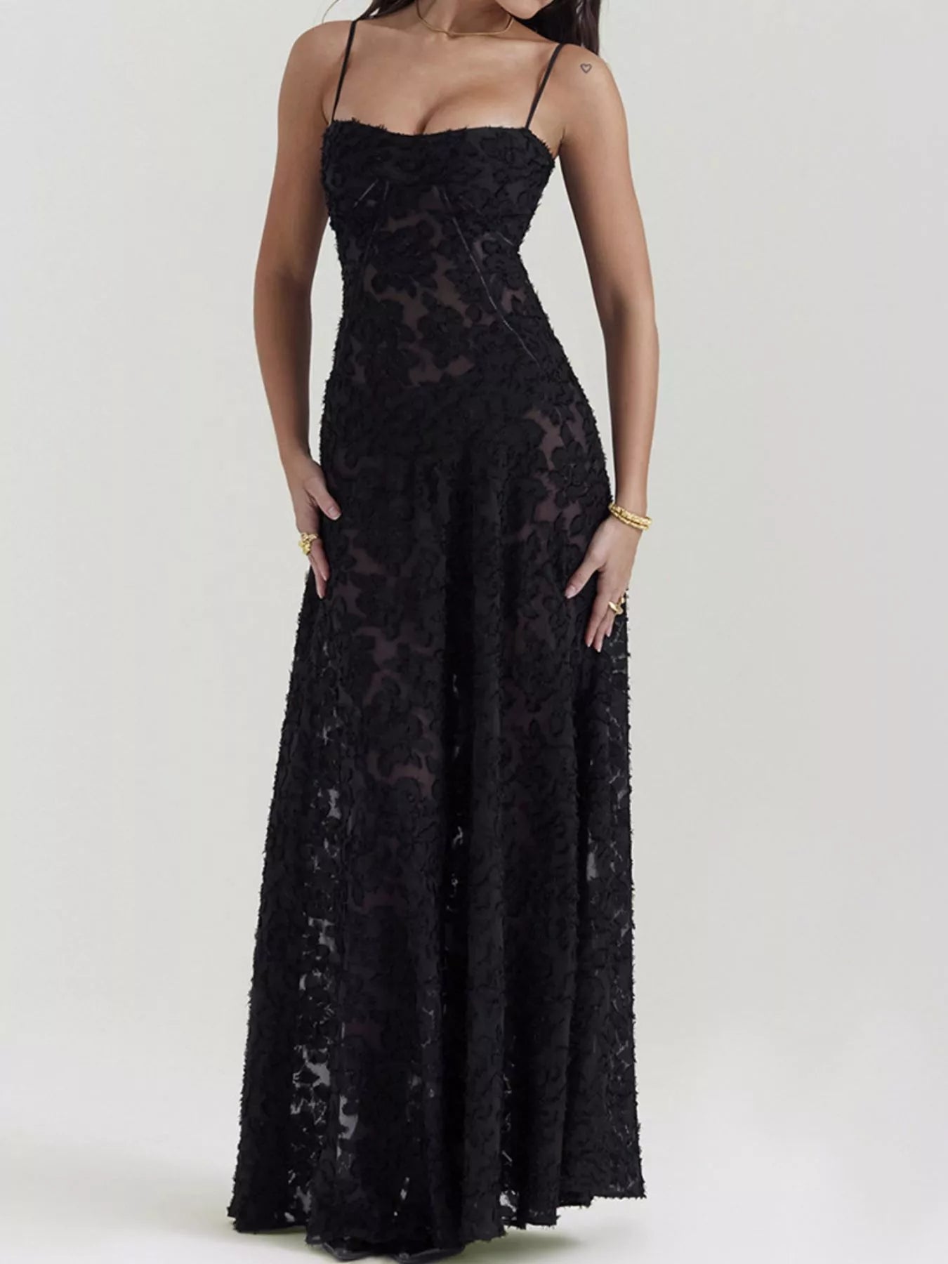 Lace Spaghetti Strap Maxi Dress - Be Bliss Boutique