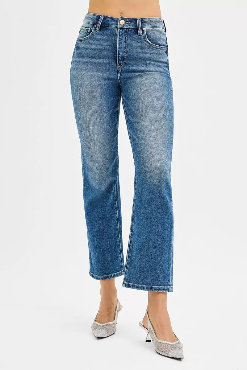 RISEN Tummy Control High Rise Crop Straight Jeans -  Be Bliss Boutique