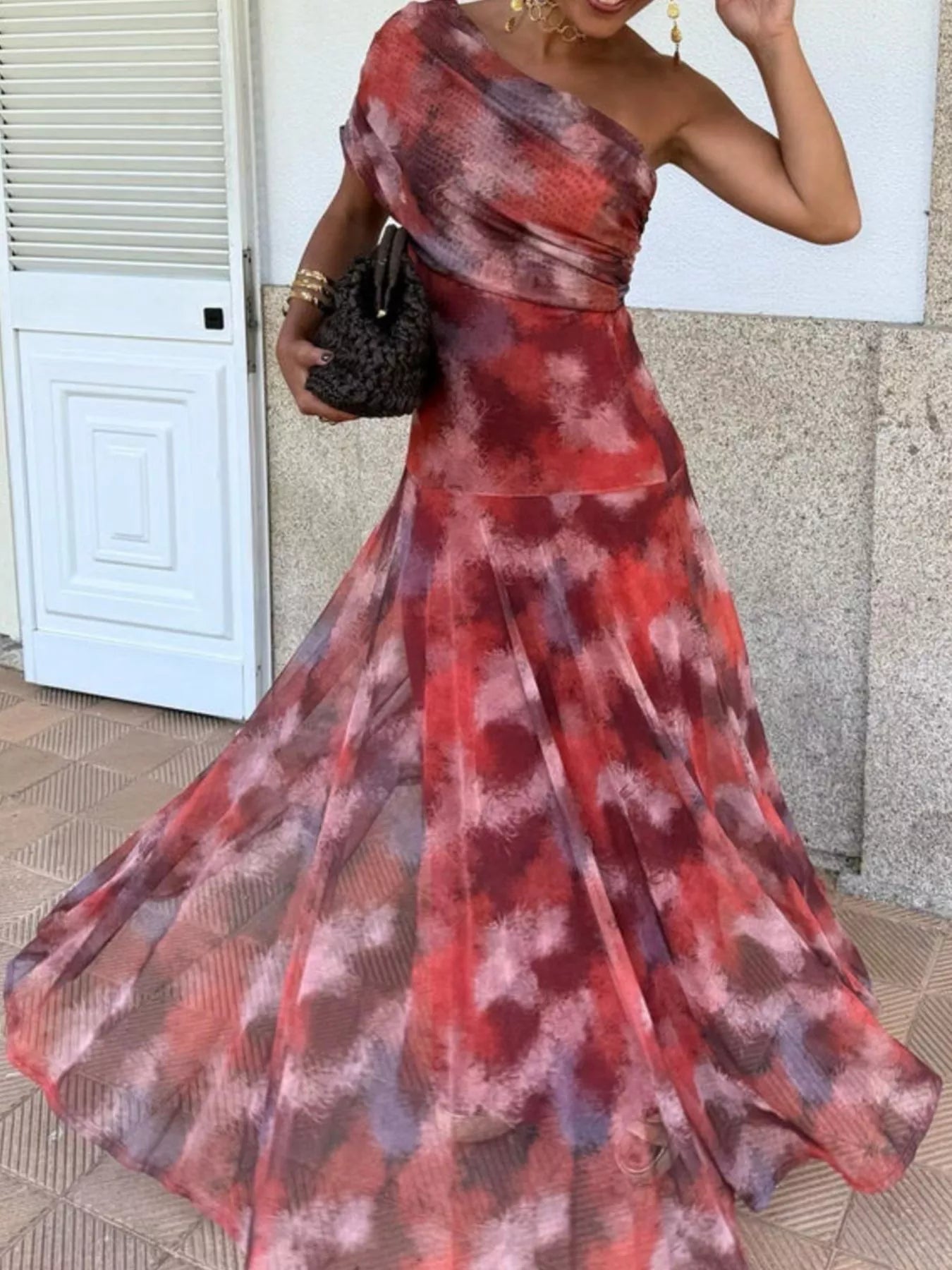 Printed Short Sleeve Maxi Dress - Be Bliss Boutique