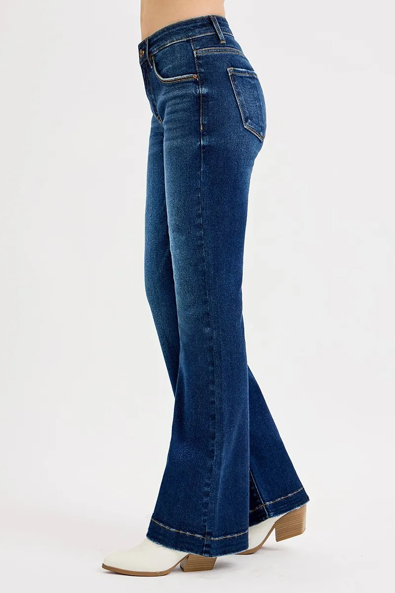 RISEN Full SIze Tummy Control Mid Rise Flare Jeans Plus SIze -  Be Bliss Boutique
