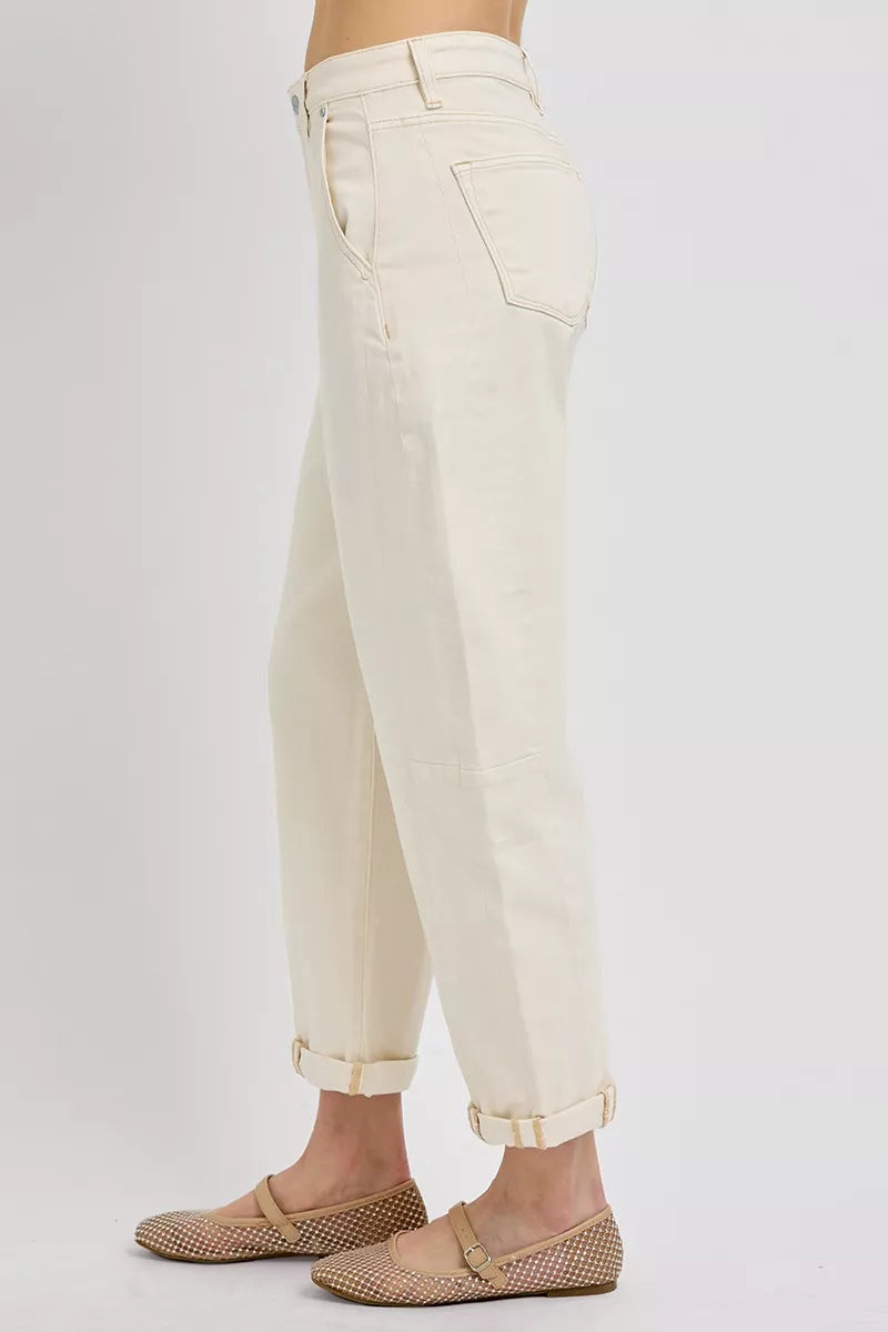 RISEN High Rise Relaxed Barrel Cuffed Jeans - Be Bliss Boutique