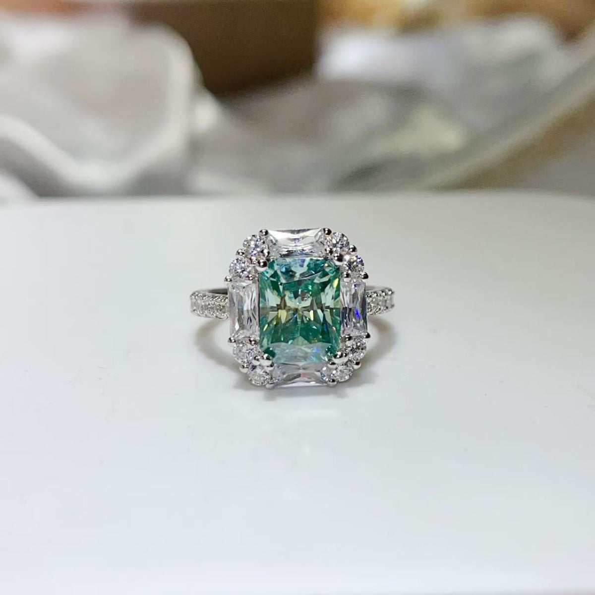 Blue 3 Carat Moissanite Ring 925 Sterling Silver - Be Bliss Boutique