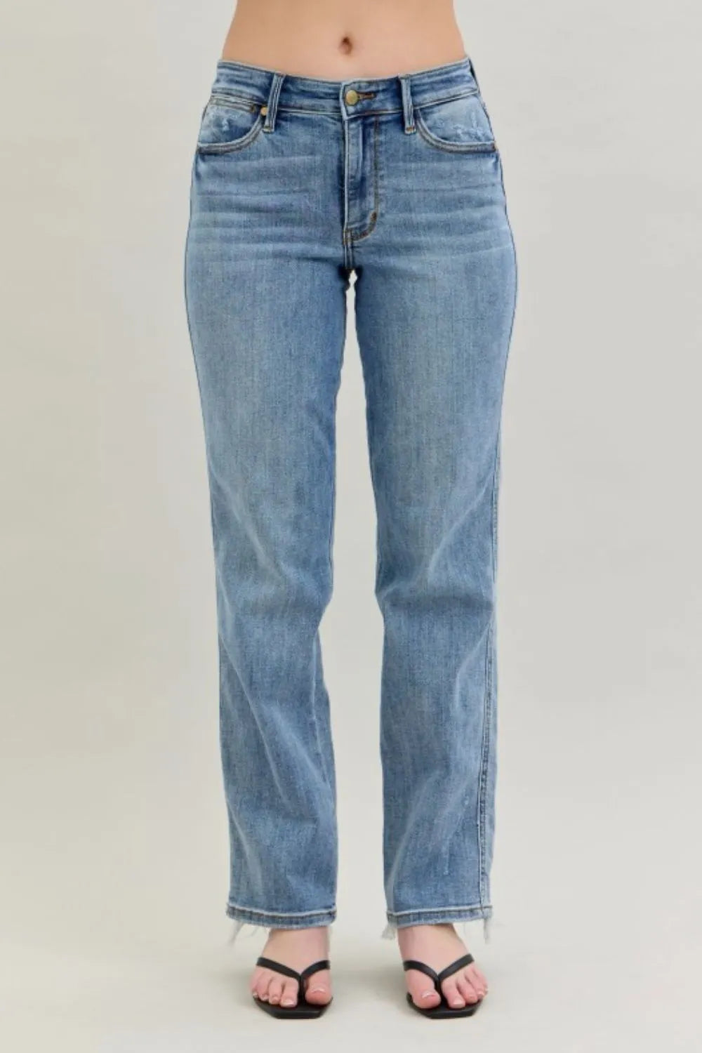 Judy Blue Jeans - Frayed Hem Cell Phone Pocket Dad Jeans -  Be Bliss Boutique