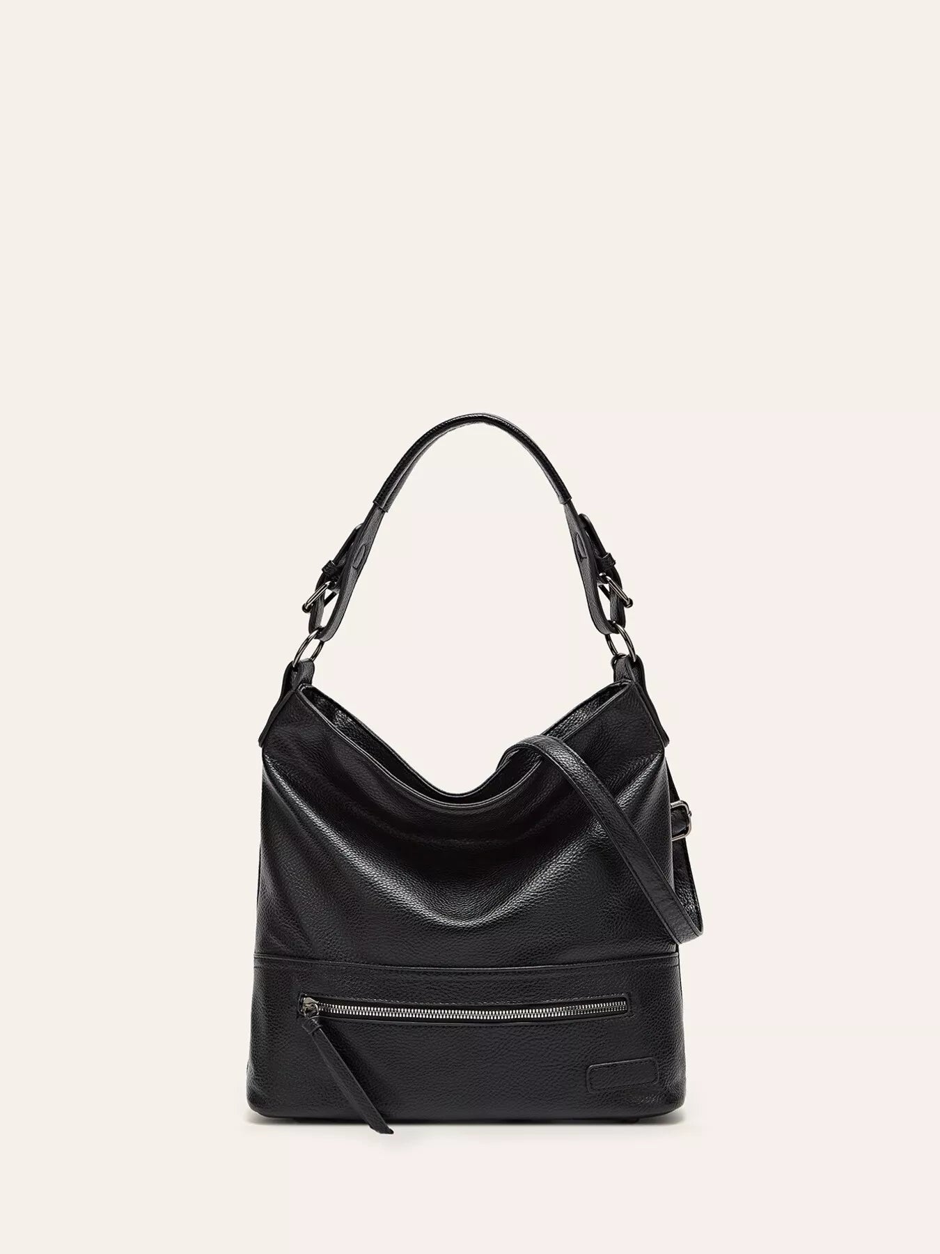 Zip Front Classic Leather Handbag - Be Bliss Boutique