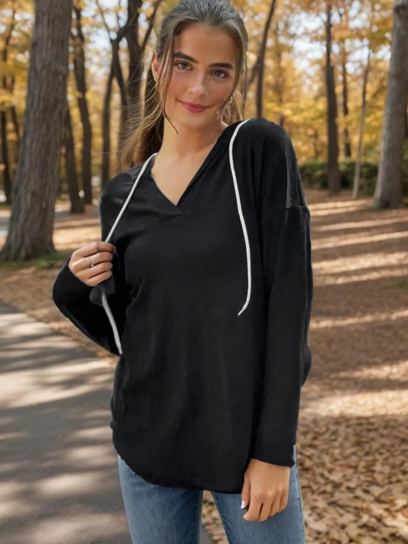 Full Size Drawstring Long Sleeve Hoodie Plus Size - Be Bliss Boutique