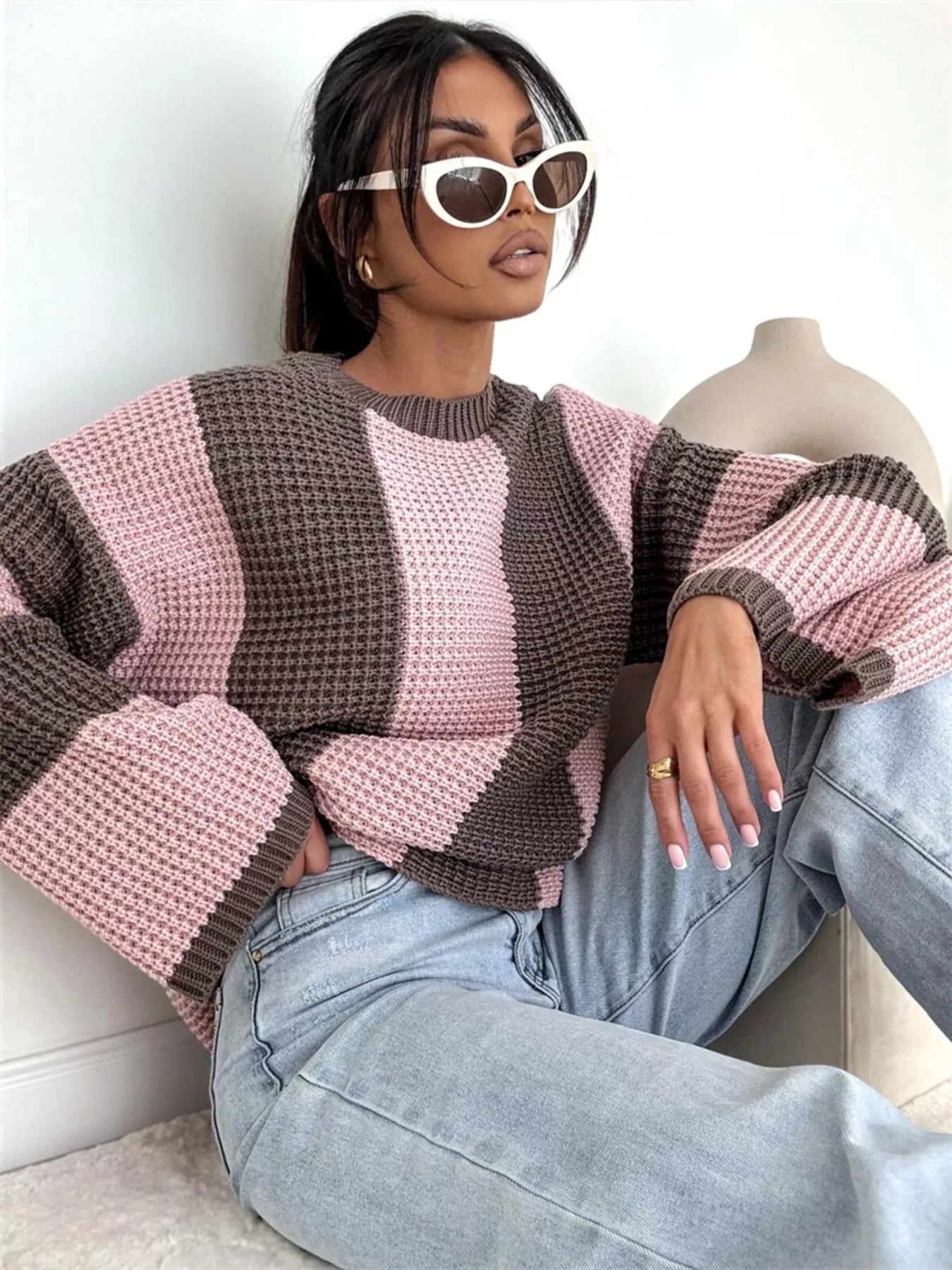 Color Block Long Sleeve Sweater -  Be Bliss Boutique