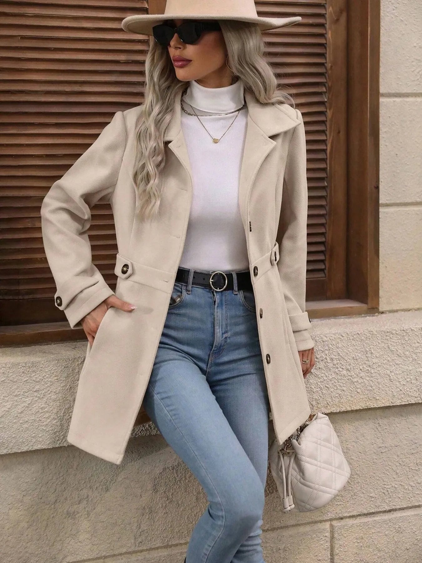 Button Up Long Sleeve Coat -  Be Bliss Boutique