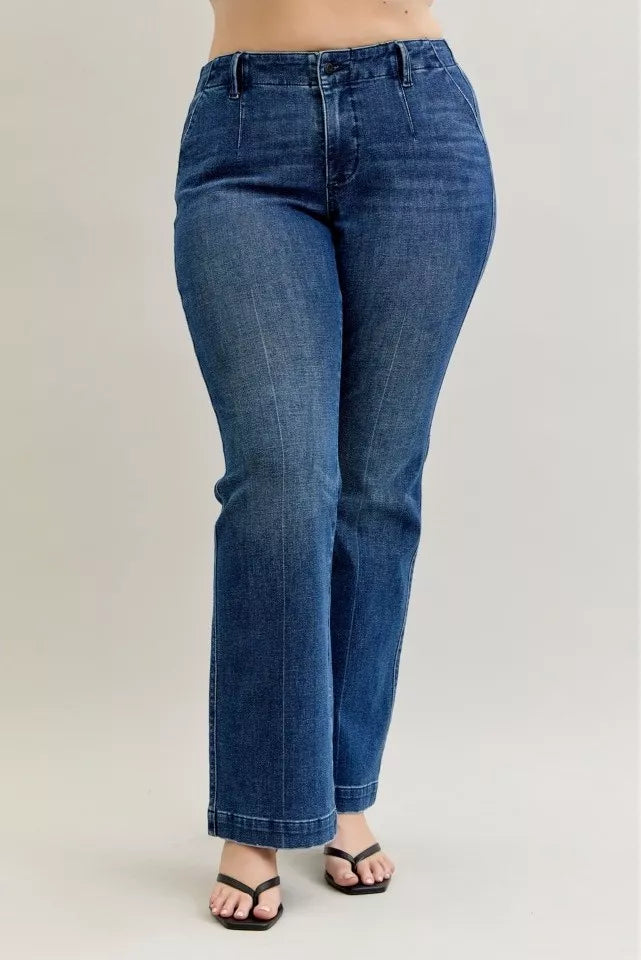 Judy Blue Full Size Mid Rise Bootcut Jeans with Welt Pockets Plus Size - Be Bliss Boutique