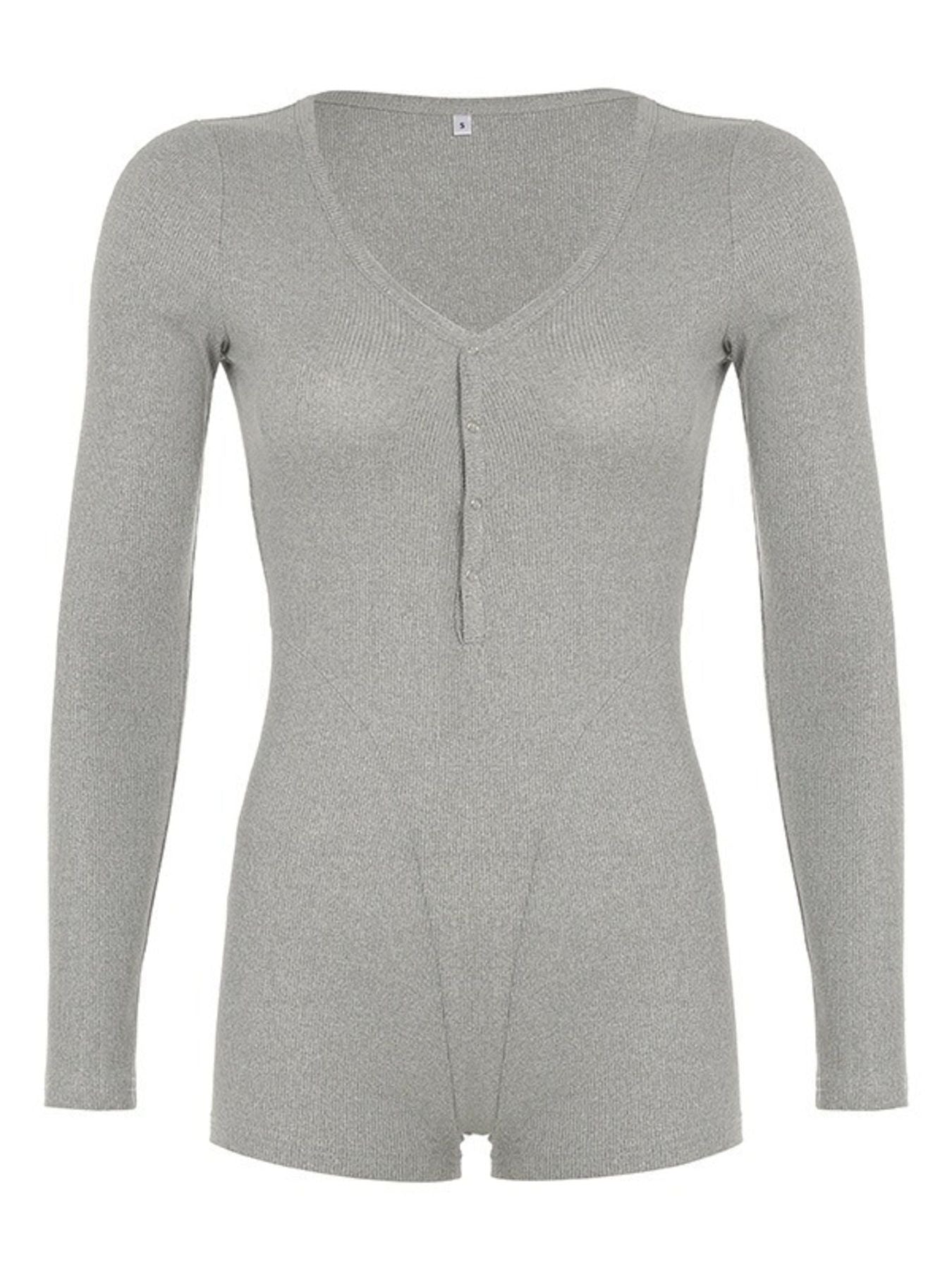 Deep V Neck Long Sleeve Romper - Be Bliss Boutique