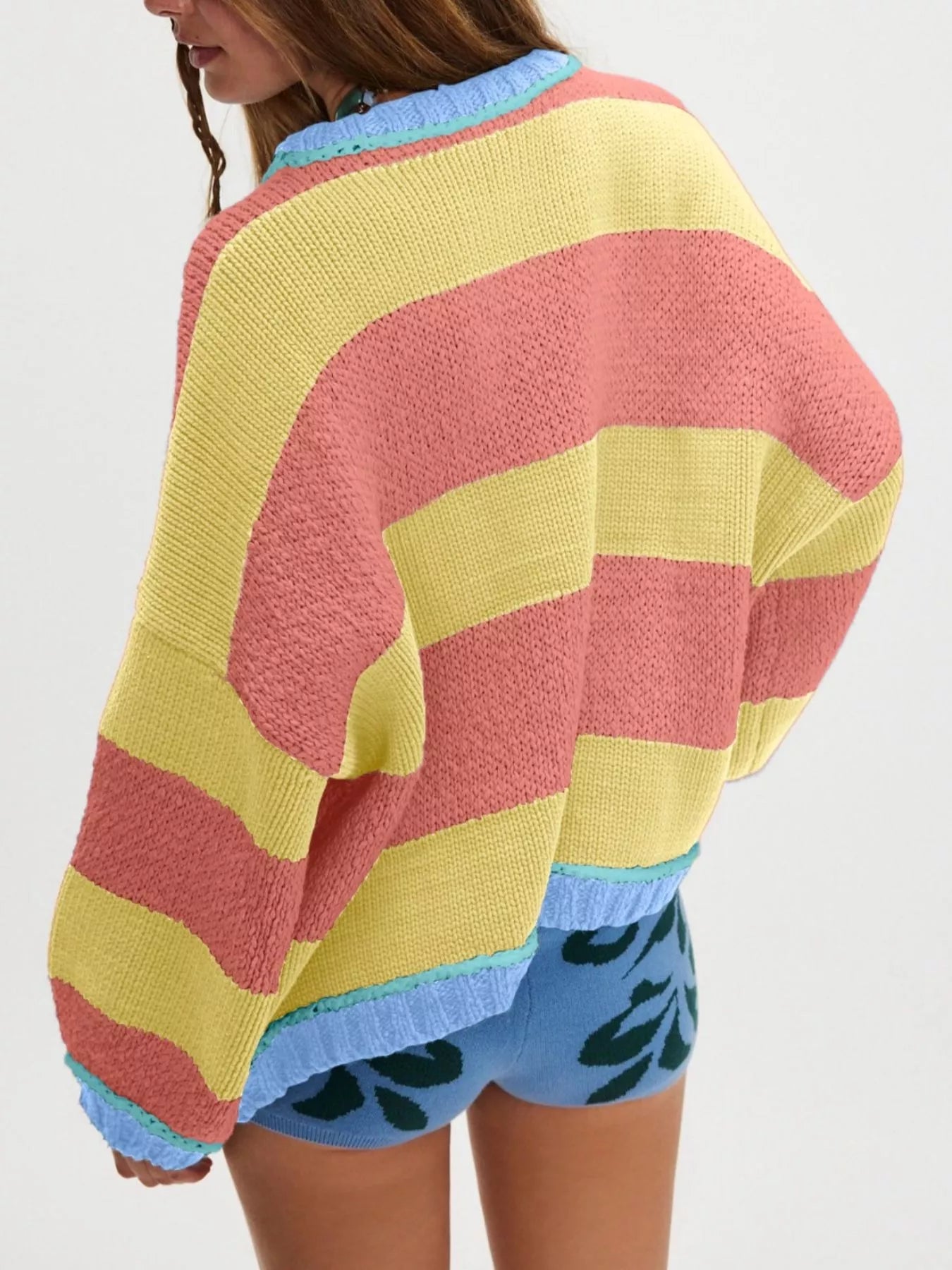 Color Block Round Neck Sweater -  Be Bliss Boutique