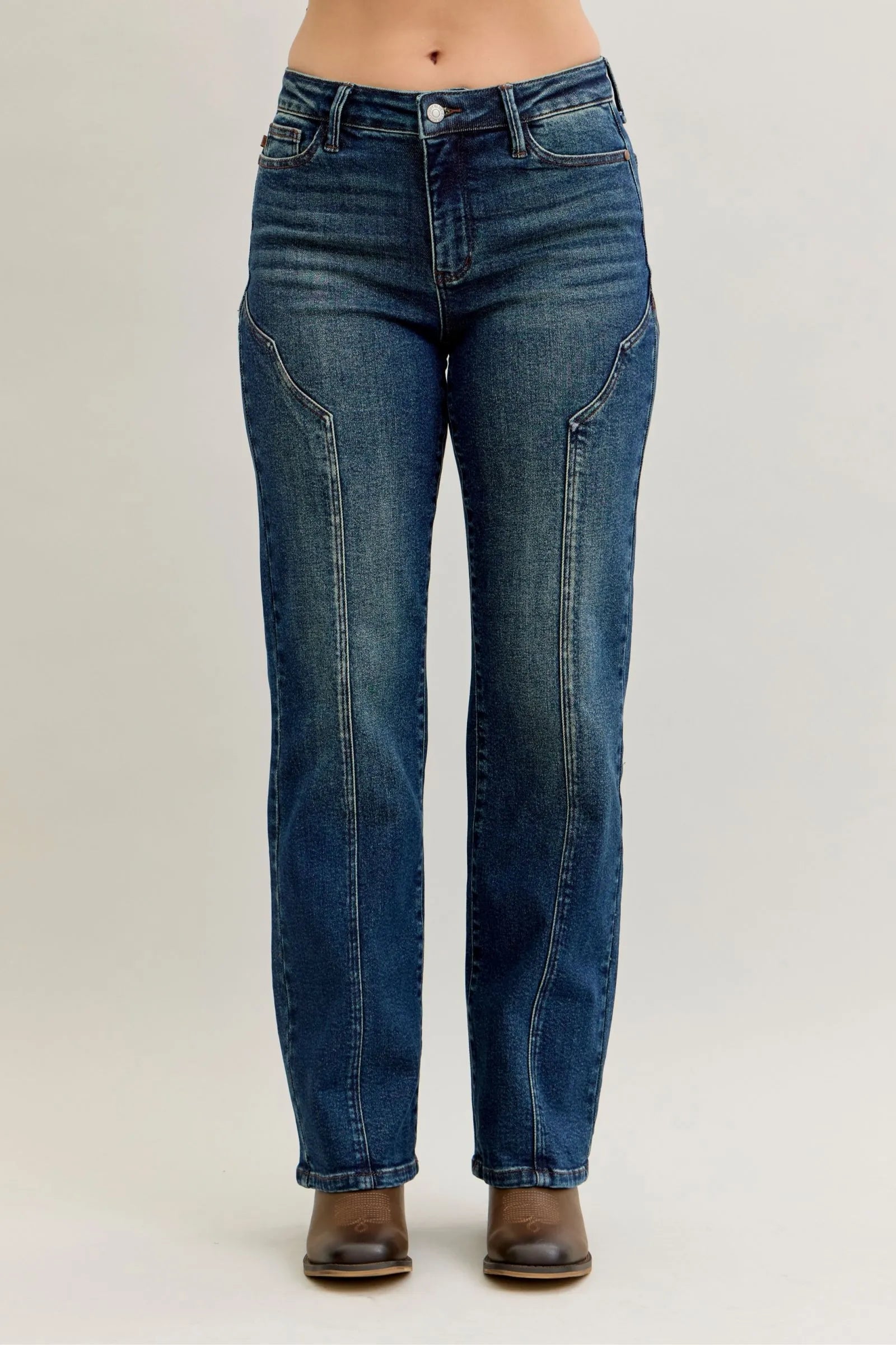 Plus Size Seam Detailed Straight Leg Judy Blue Jeans -  Be Bliss Boutique