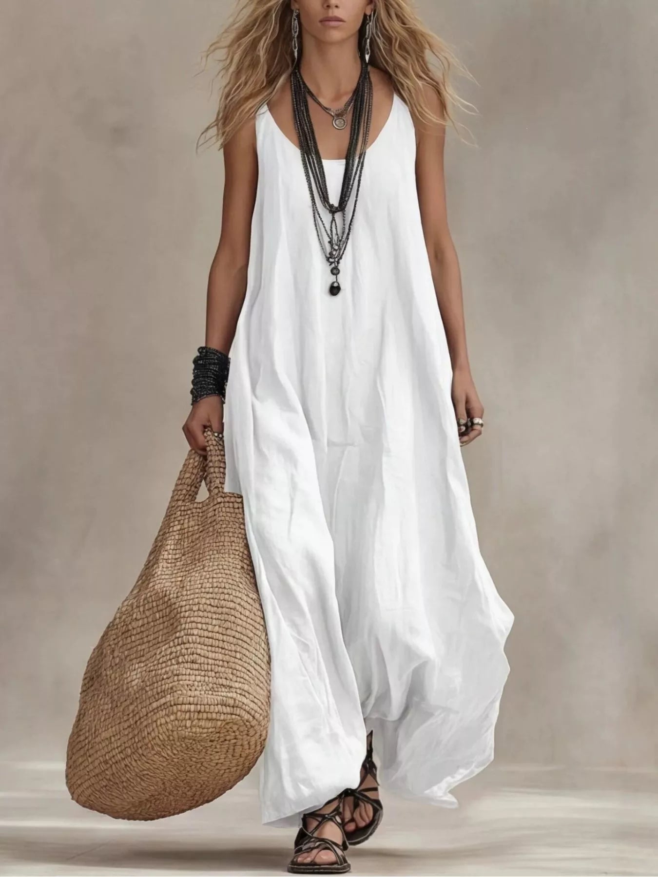 Full Size Scoop Neck Sleeveless Maxi Dress - Be Bliss Boutique