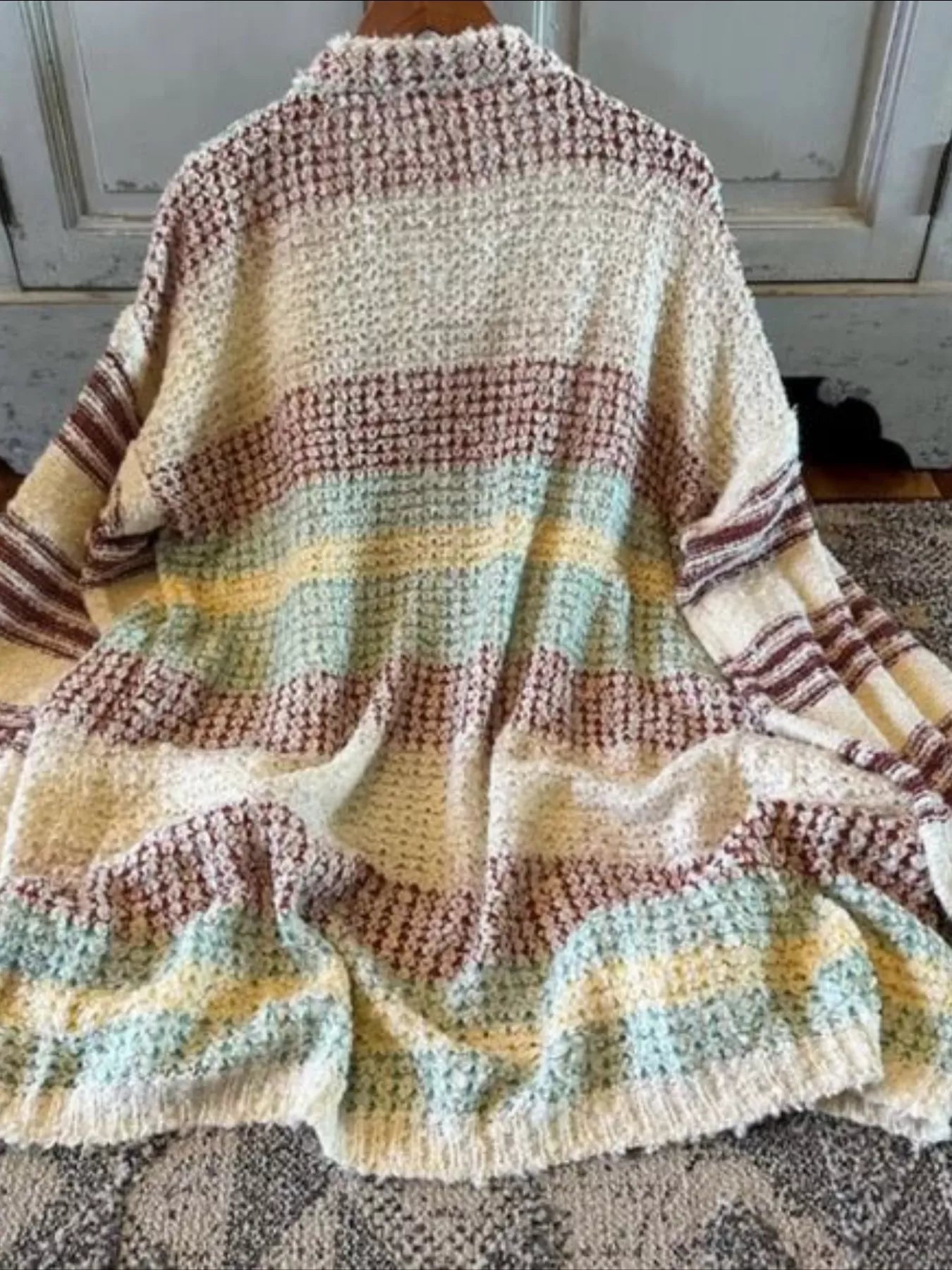 Striped Open Front Longline Cardigan -  Be Bliss Boutique