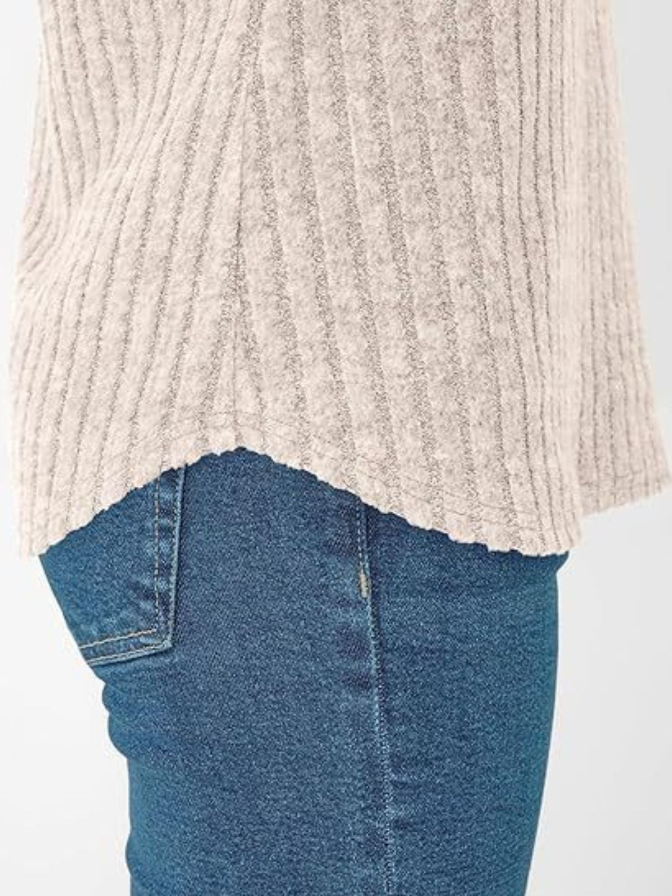 Ribbed Knit V Neck Relaxed Fit T Shirt - Be Bliss Boutique