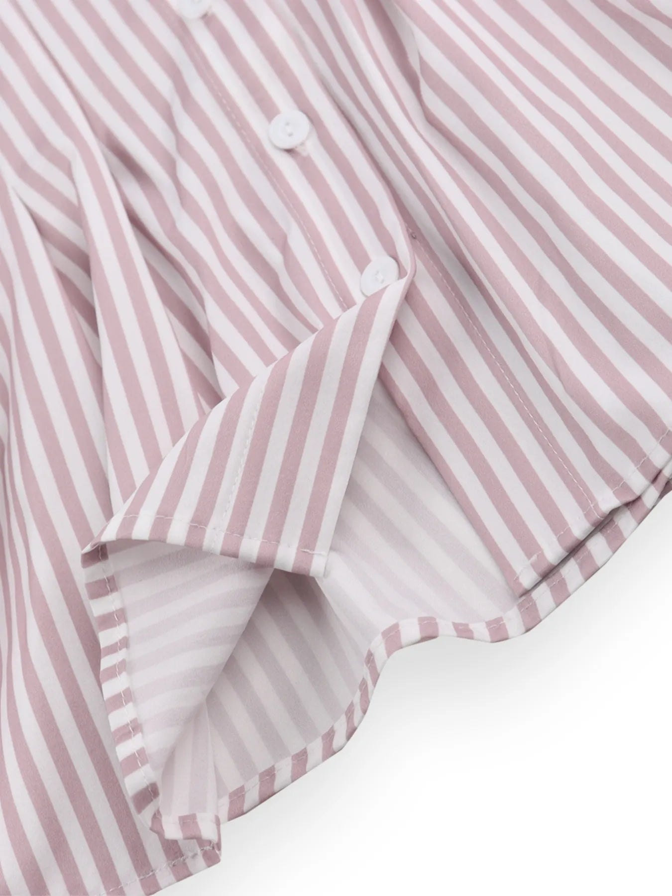 Pinstripe Puff Sleeve Cinched Waist Button Up Shirt -  Be Bliss Boutique