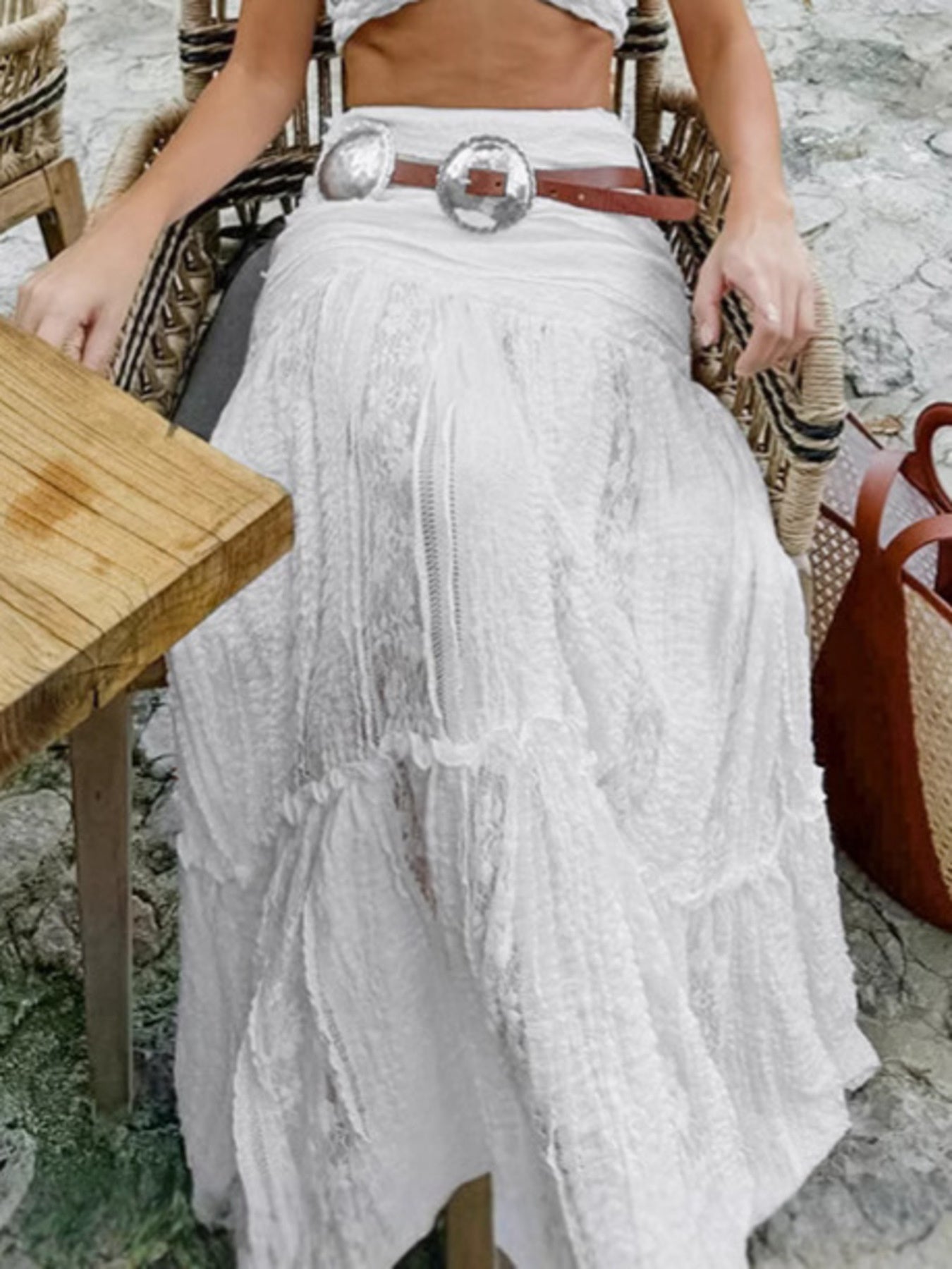Lace Tiered Maxi Skirt - Be Bliss Boutique