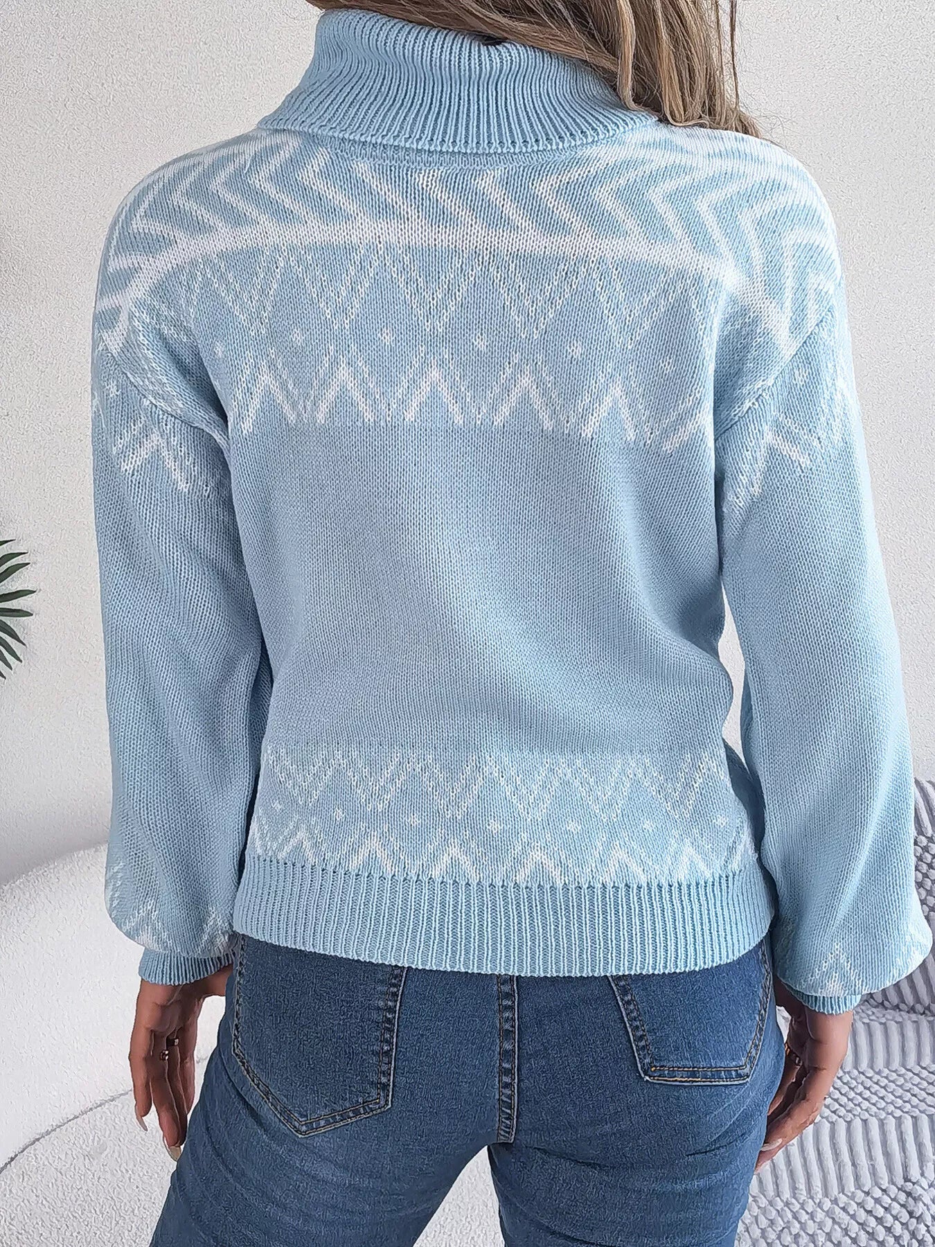 Turtleneck Dropped Shoulder Sweater - Be Bliss Boutique