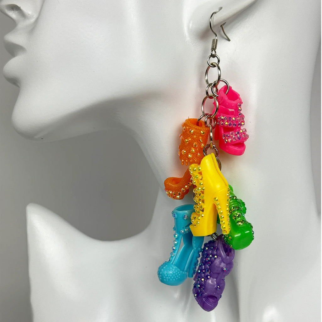 Rainbow Barbie Shoe Earrings Be Bliss Boutique