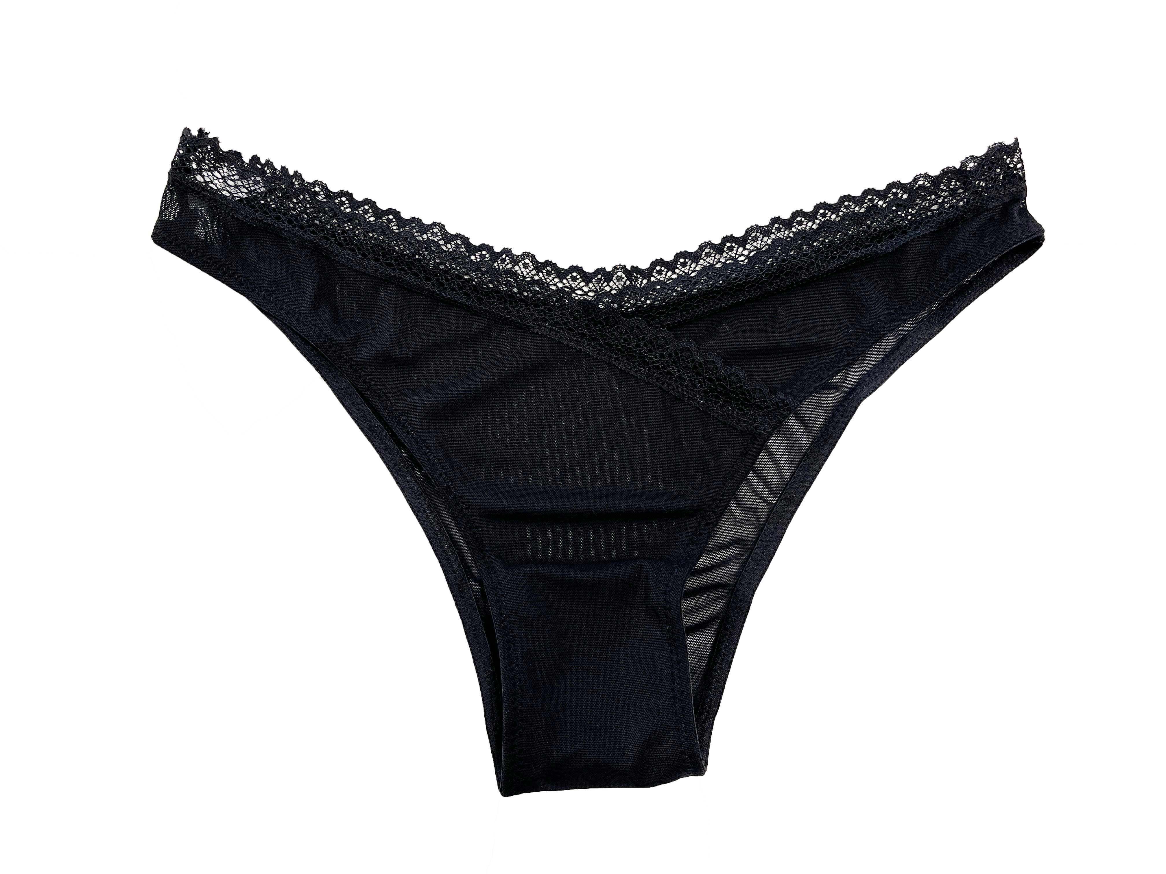 V-Front Mesh Cheeky with Lace, XS-2X - Be Bliss Boutique
